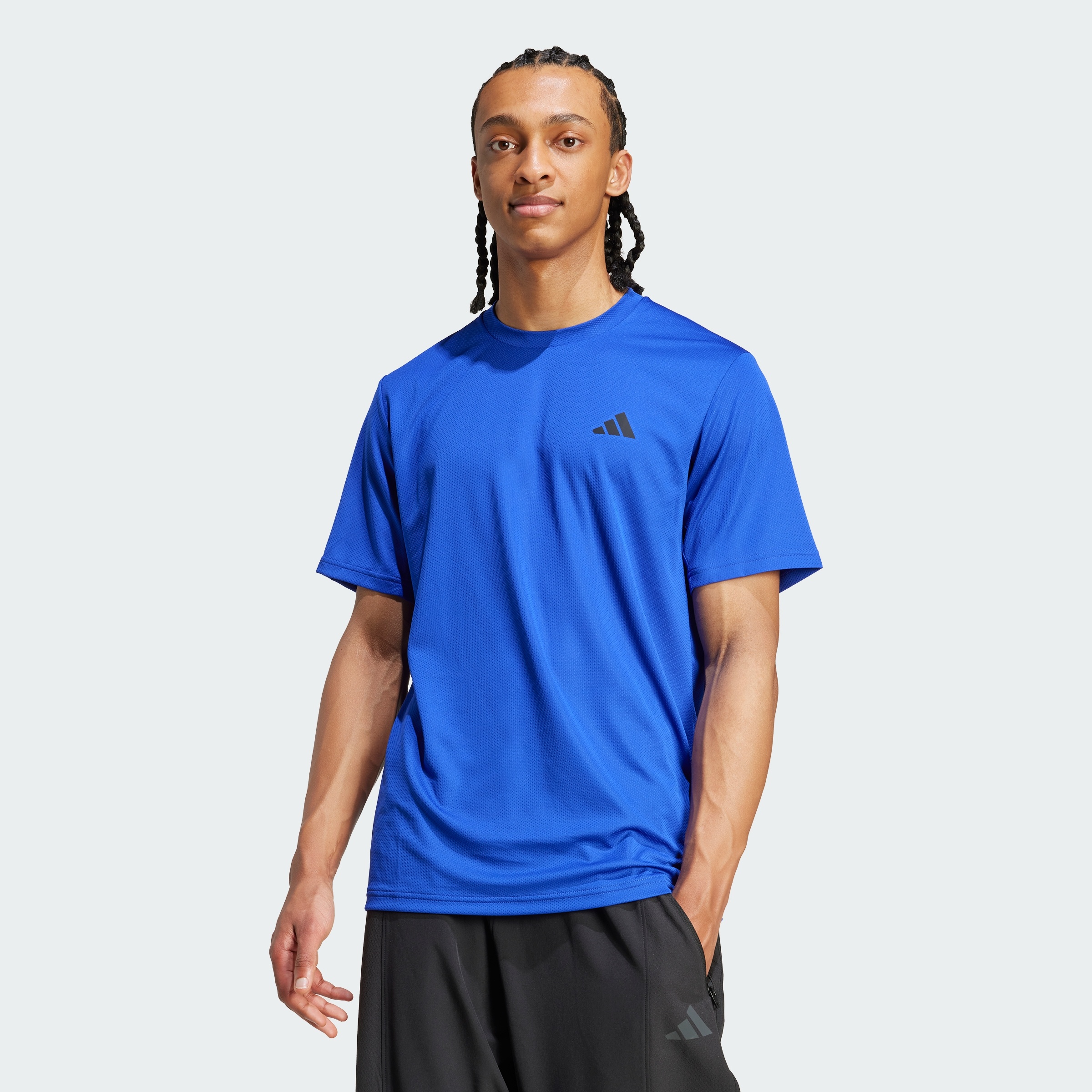 Adidas Men's Train Essentials T-Shirt, Semi Lucid Blue/Black - photo 2
