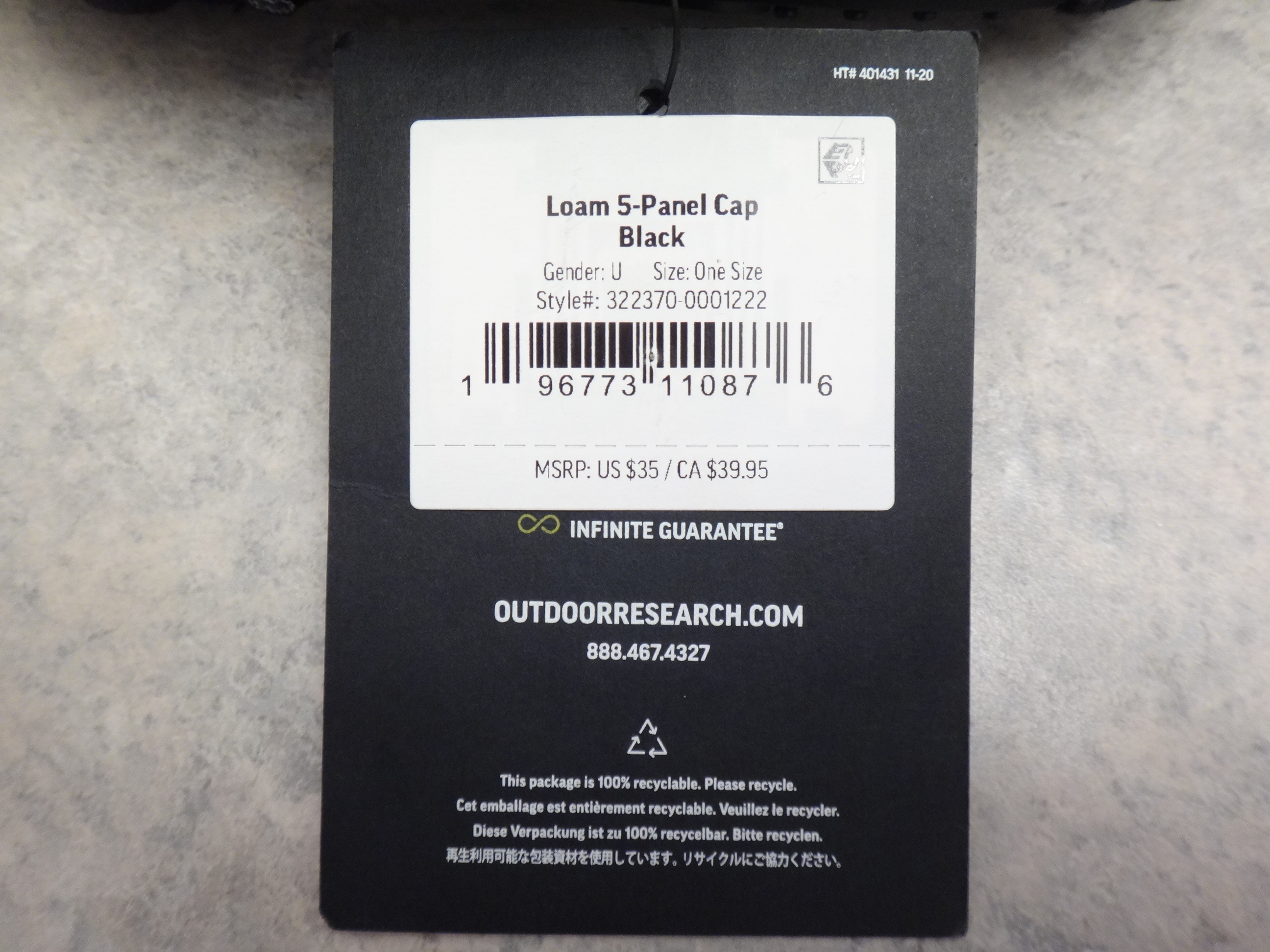 ✅🆕OR OUTDOOR RESEARCH Black "Loam" 5 Panel Baseball Hat Cap NEW - photo 4