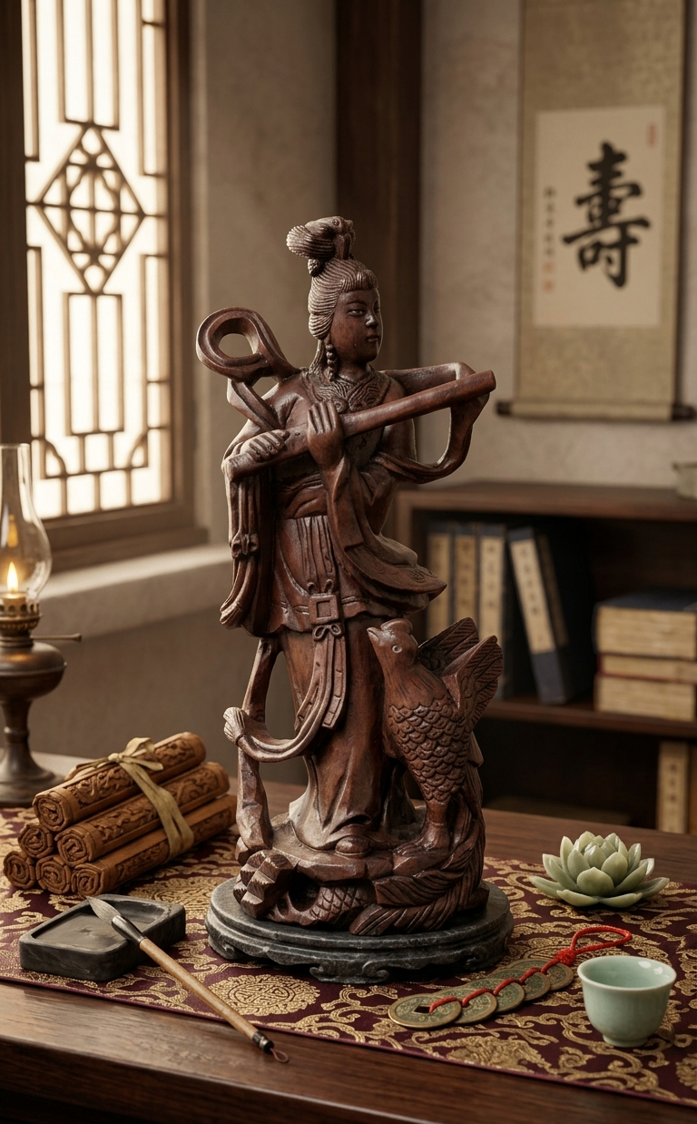The Flutist - Red Statue Show Piece