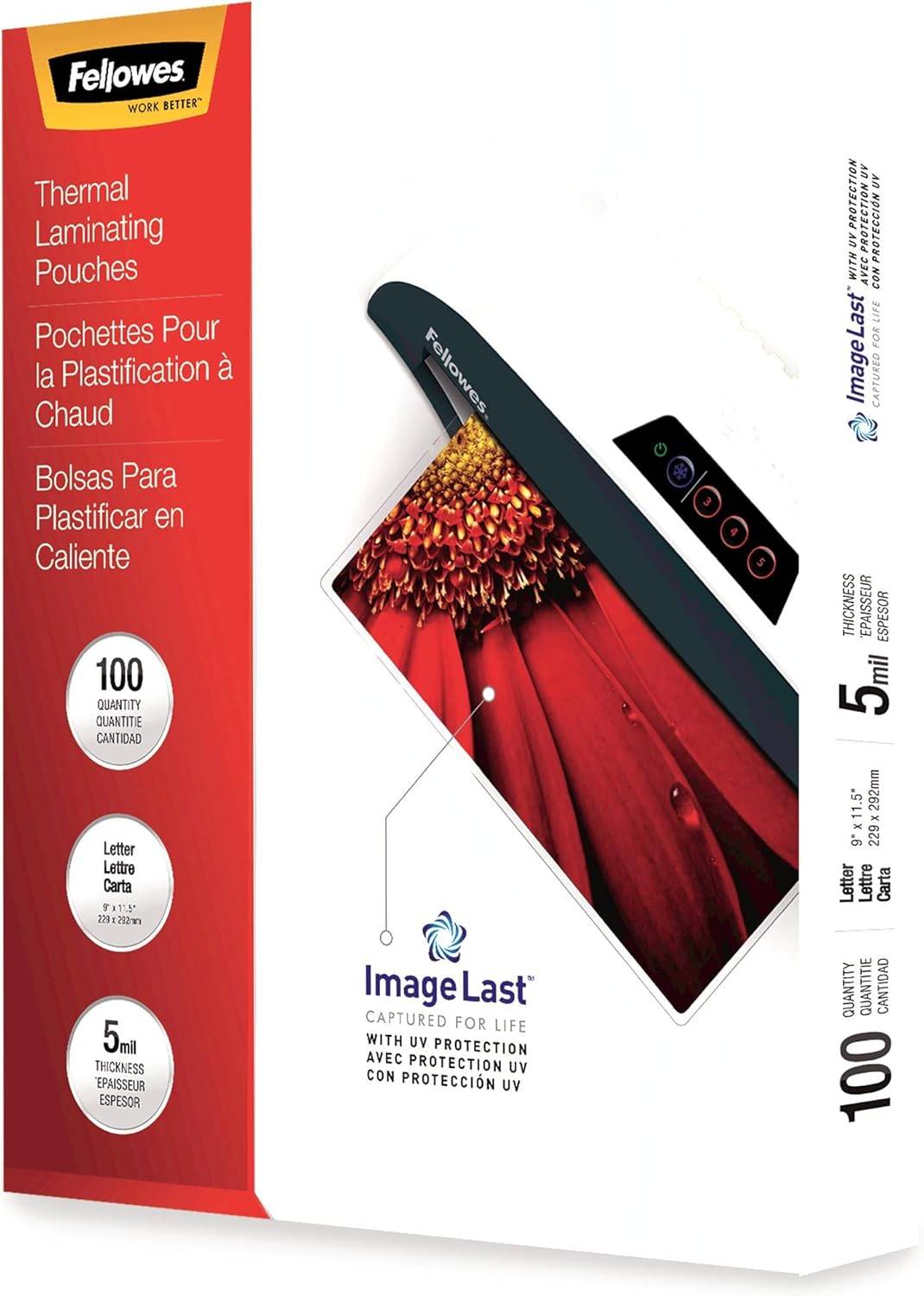 Fellowes Glossy Laminating Pouches – Letter Size, 5 mil,