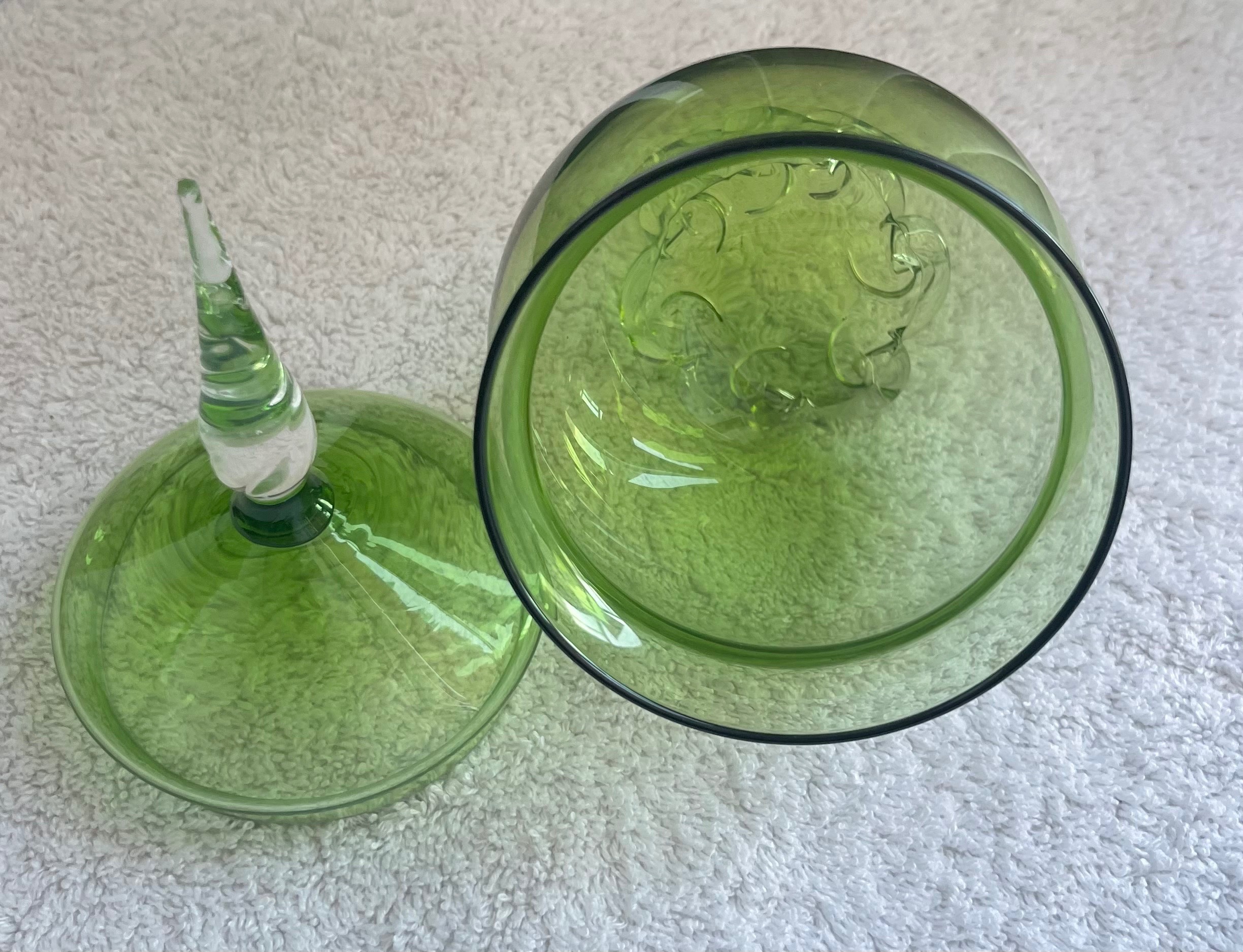 MCM Olive Green Honeycomb Glass Lidded Jar - photo 4