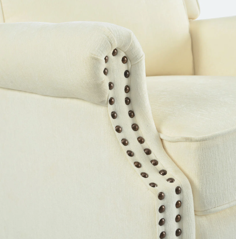 Cream Upholstered Recliner Chair - photo 5