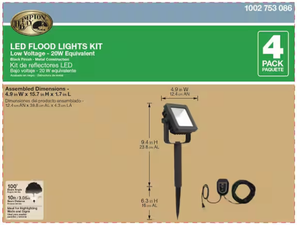(BRAND NEW) HAMPTON BAY 4PK LED FLOOD LIGHTS - photo 5