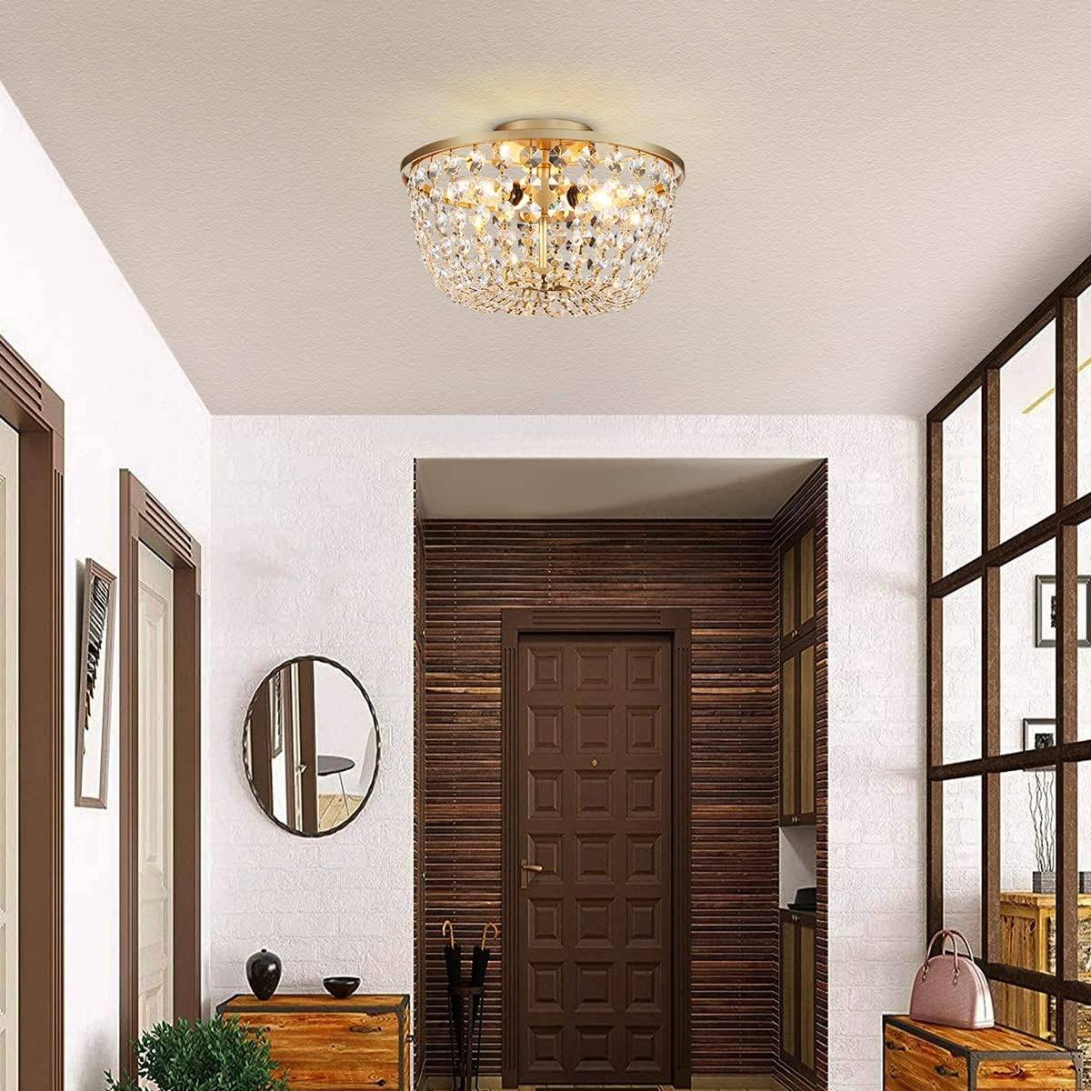 Gold Crystal Flush Mount Ceiling Light Fixture - photo 2