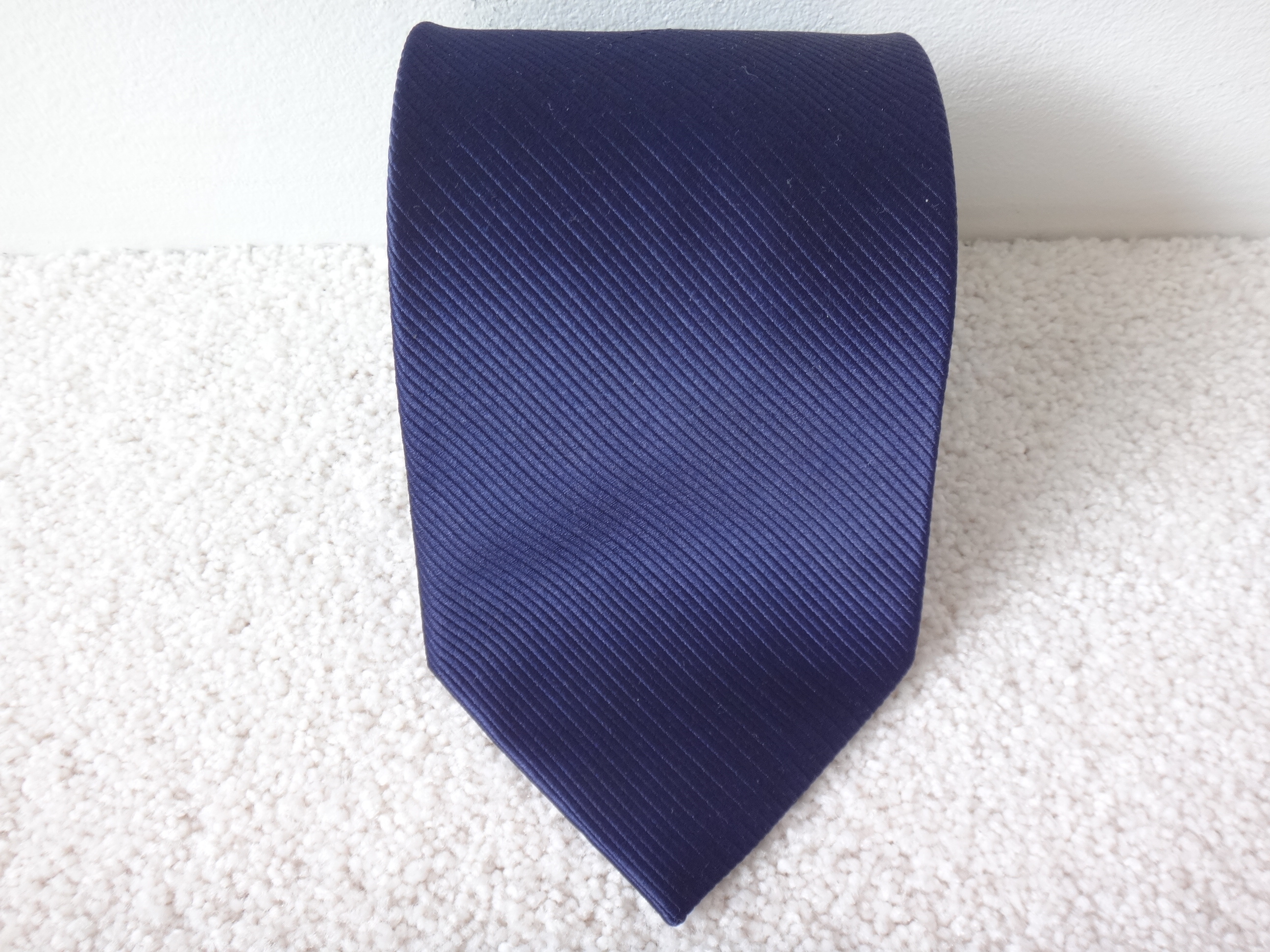 ✅🆕Men's Solid Blue Striped Pattern Silk Tie NEW