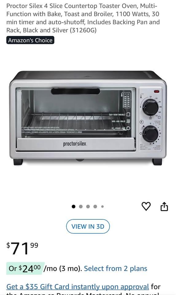 Proctor Silex Multi-Function Countertop Oven (Bake/Toast/Broil) - photo 3