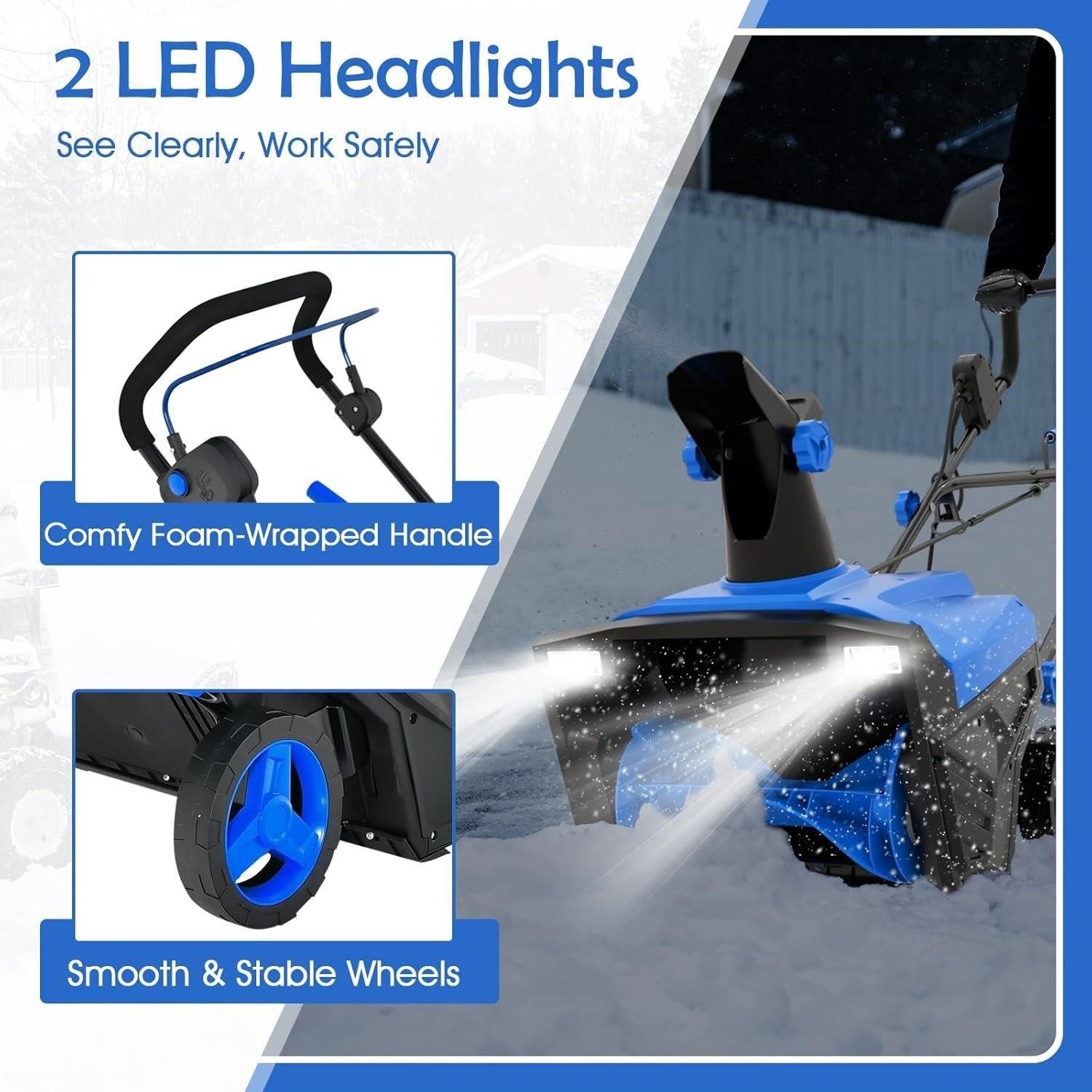 Snow Blower, 20" Corded Walk-Behind Snow Blower with 15 AMP - photo 3