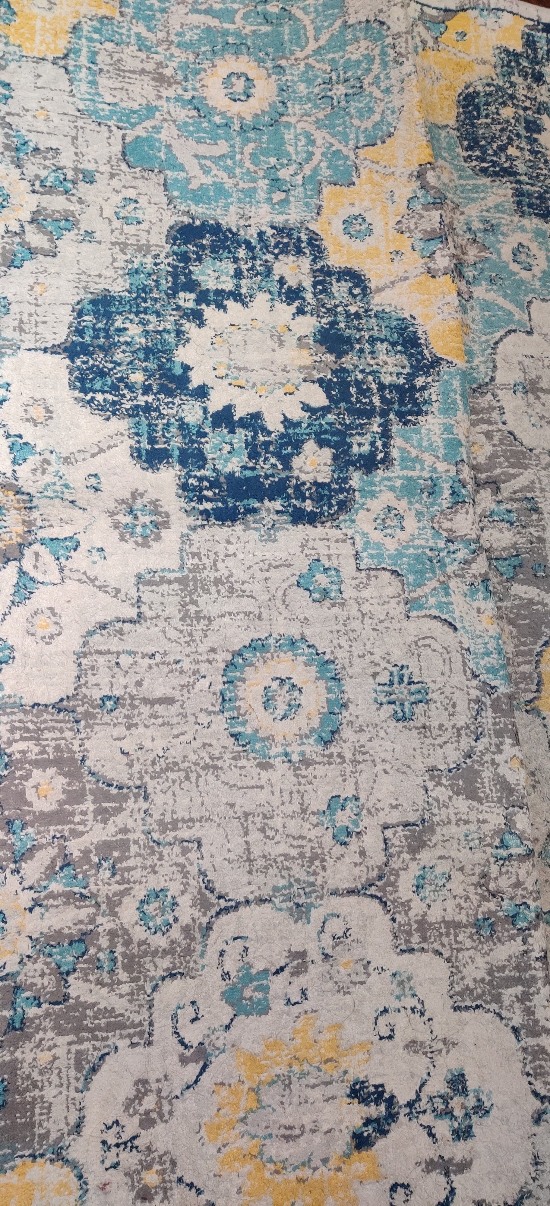 Area Rug - Blue, Yellow, & Grey Pattern