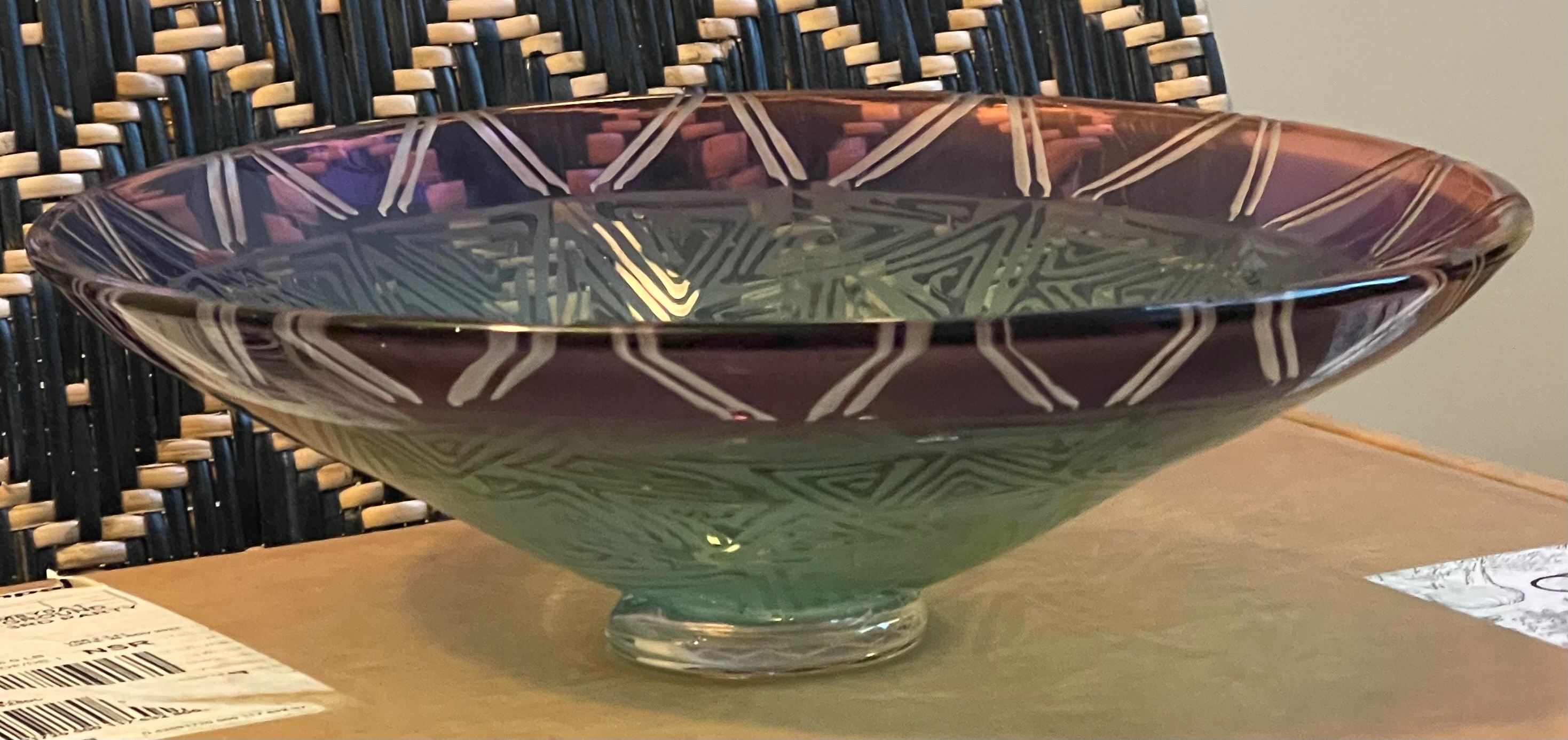 Signed Cheryl Takacs Art Glass Bowl (11.5") - photo 2