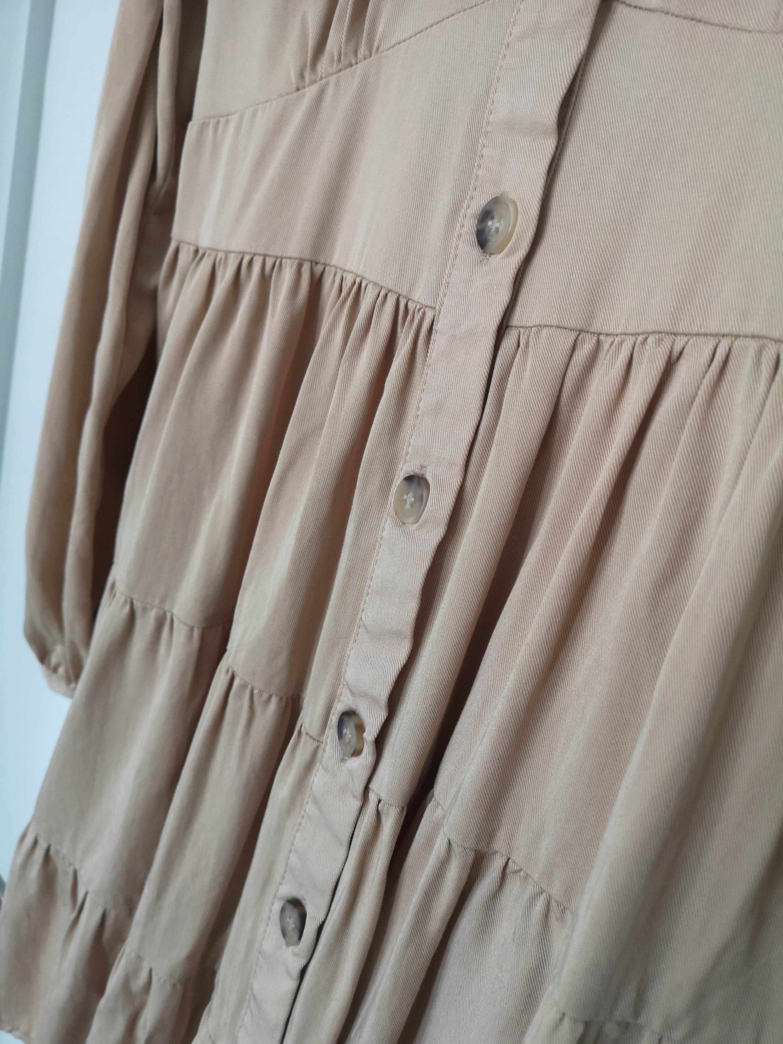 LCW Casual Tan Tiered Button-Down Dress - Size M - photo 4