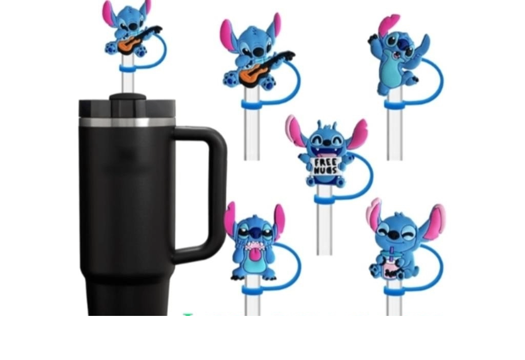 Stitch 5/pack Reusable Silicone Straw Toppers - photo 2