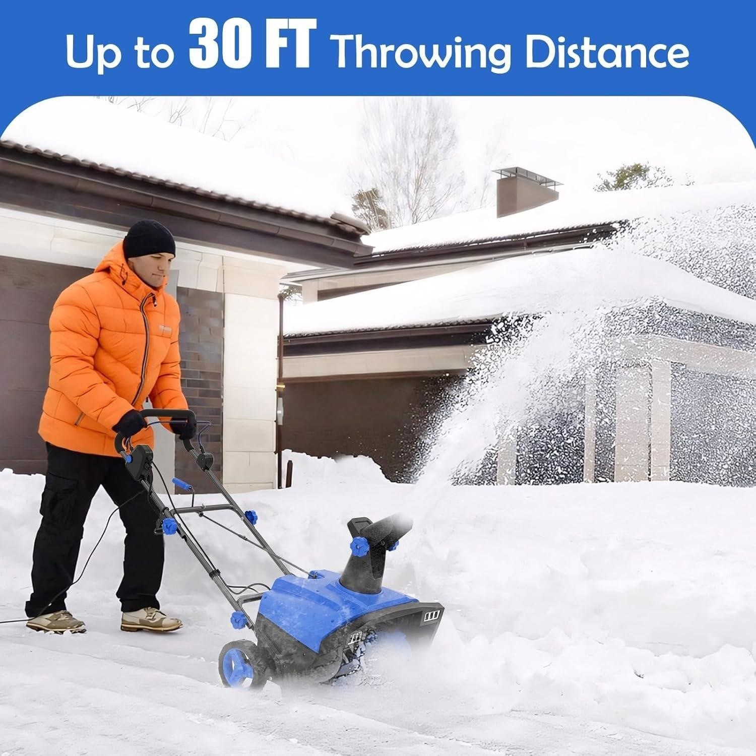 Snow Blower, 20" Corded Walk-Behind Snow Blower with 15 AMP - photo 2