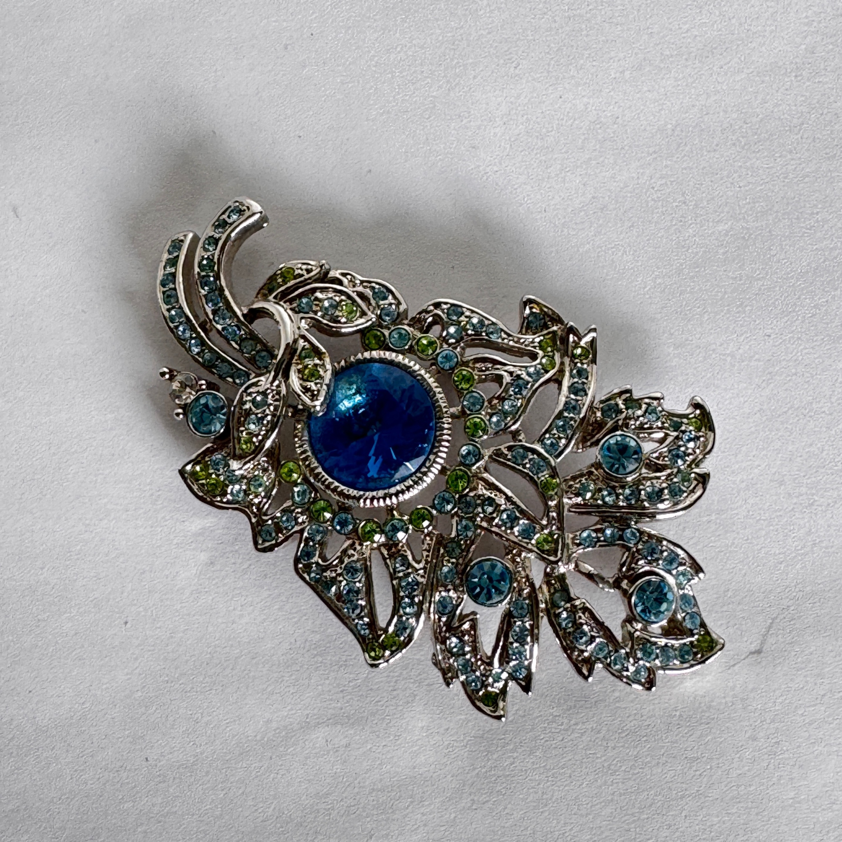 Vintage Floral Brooch with Blue Stone - photo 5