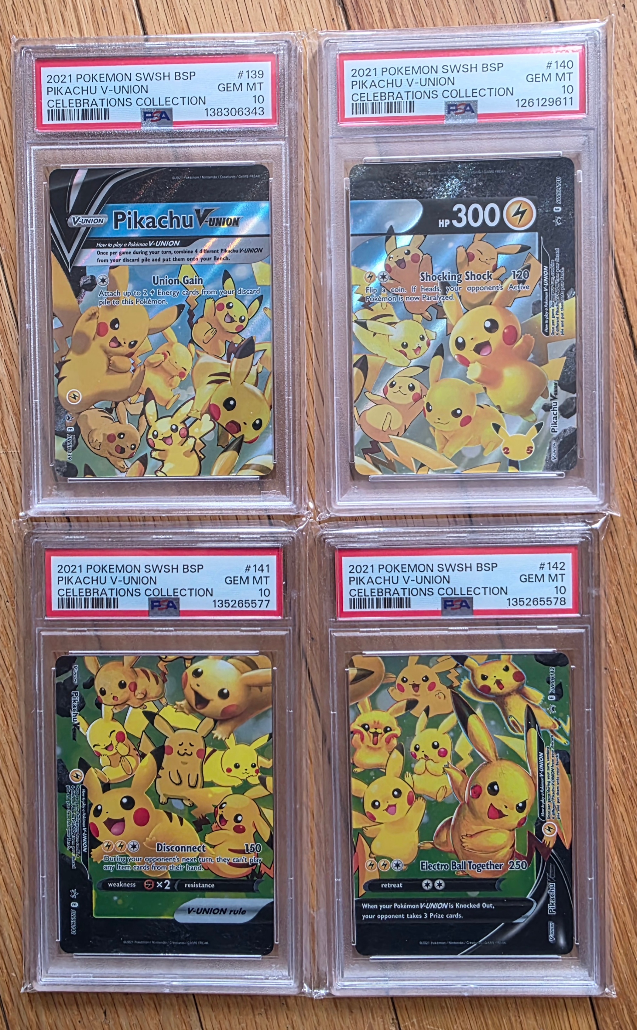 2021 Pokemon Celebrations SWSH Pikachu V-Union Set of 4 PSA 10
