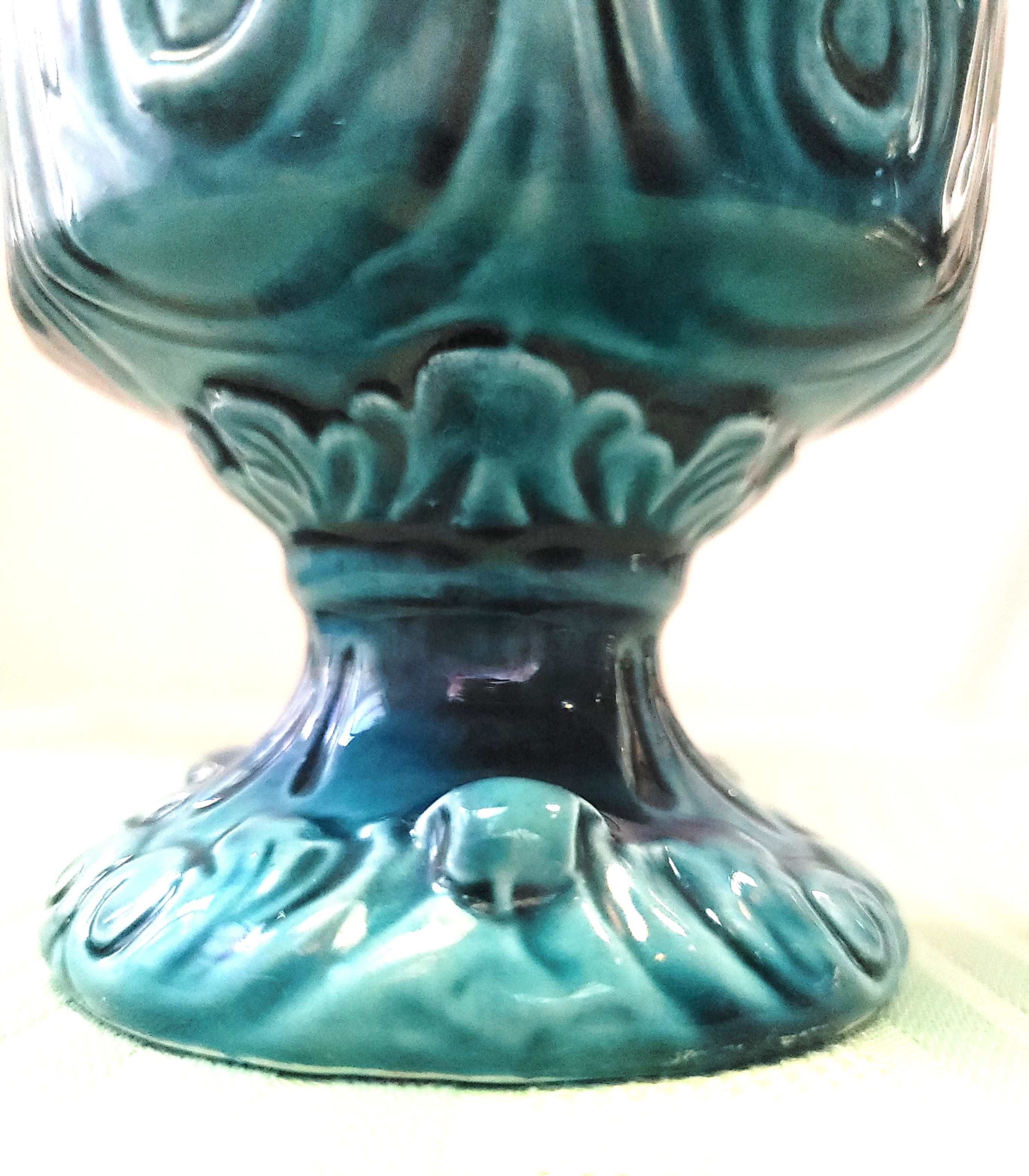 Circa 1960 Turquoise Pedestal Urn Planter | Neoclassical Style - photo 2