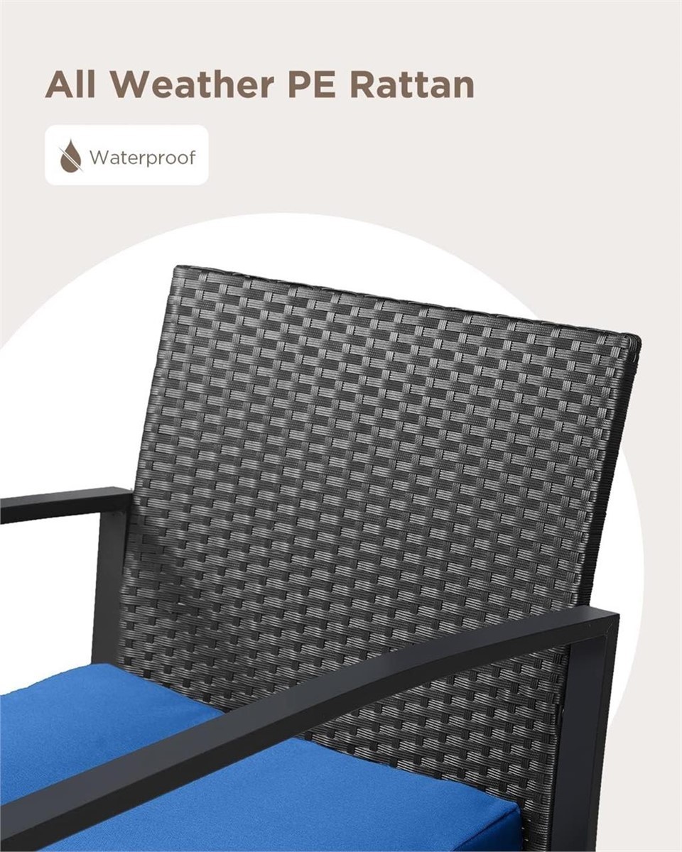 3 Pieces Patio Furniture Set Rattan Rocking Bistro Set Outdoor - photo 3