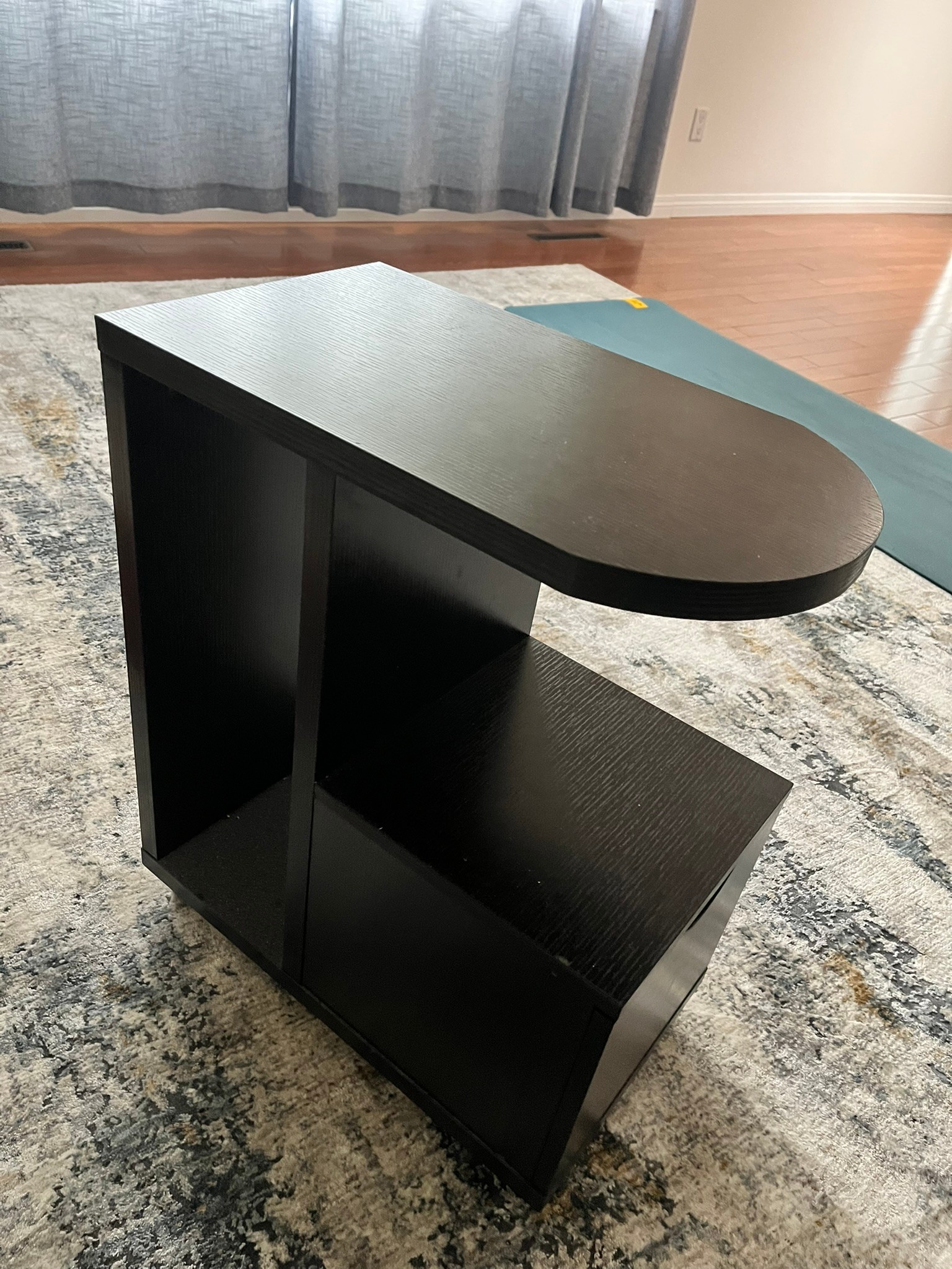 Modern Black End Table with Storage – Great Condition