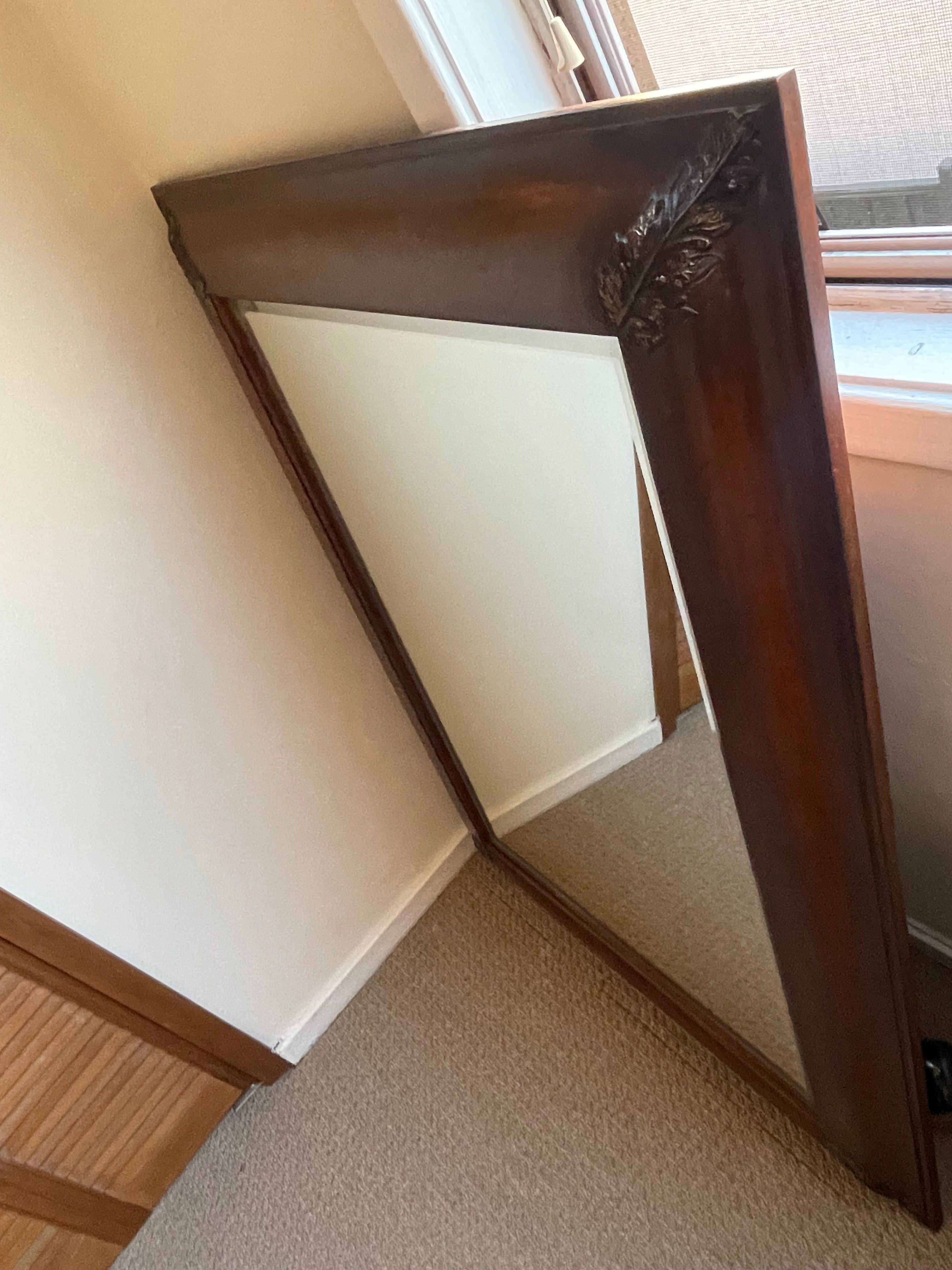 Wooden Framed Mirror with Leaf Detail - photo 3