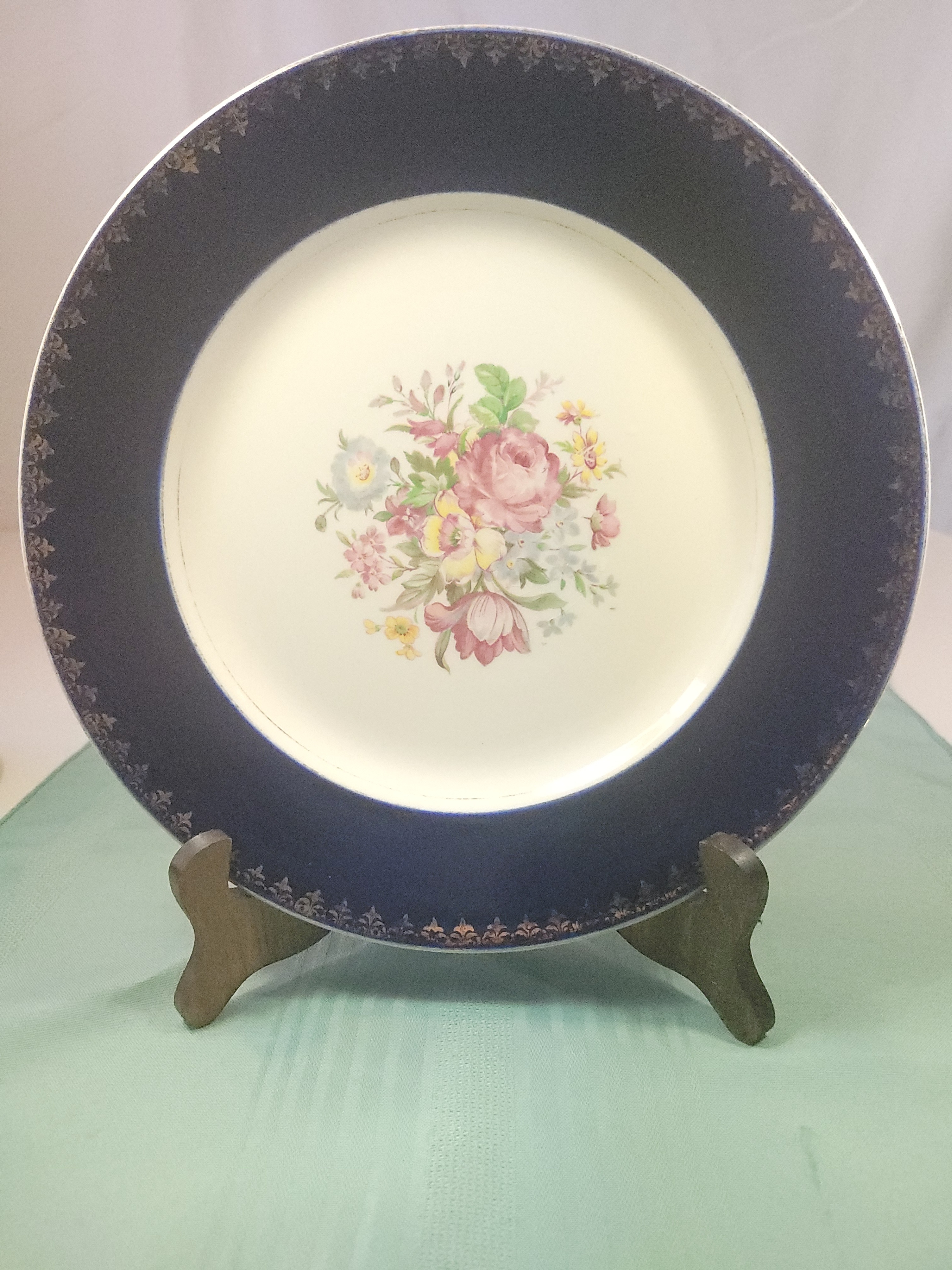 Circa 1942 Royal Harvey Staffordshire England Cobalt Blue Floral