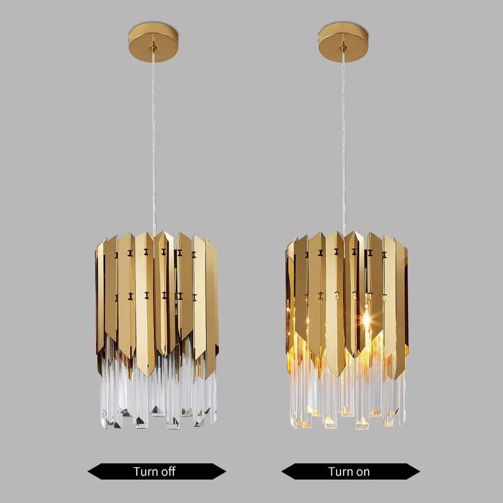 Modern Gold Crystal Pendant Light Fixture - photo 2