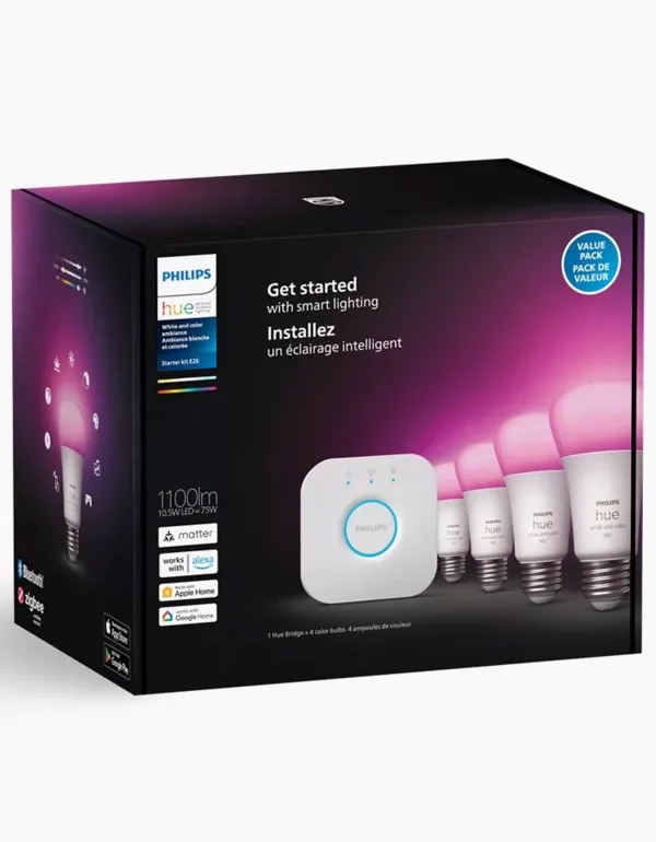 Philips Hue White and Colour Ambiance A19 4-Pack Starter Kit - photo 3