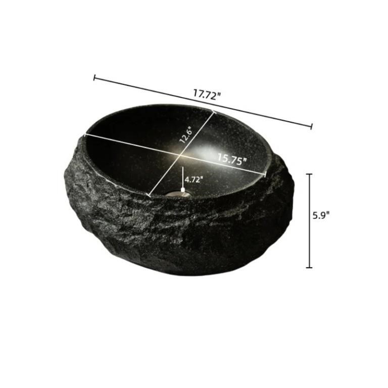 Black Oval Stone Vessel Sink - photo 2