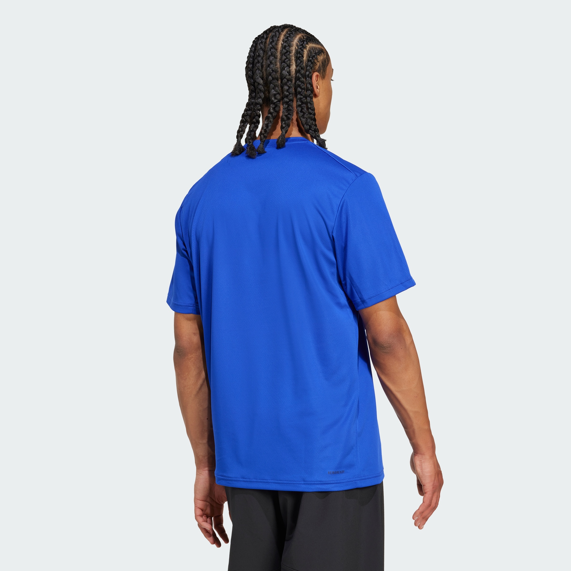 Adidas Men's Train Essentials T-Shirt, Semi Lucid Blue/Black - photo 3