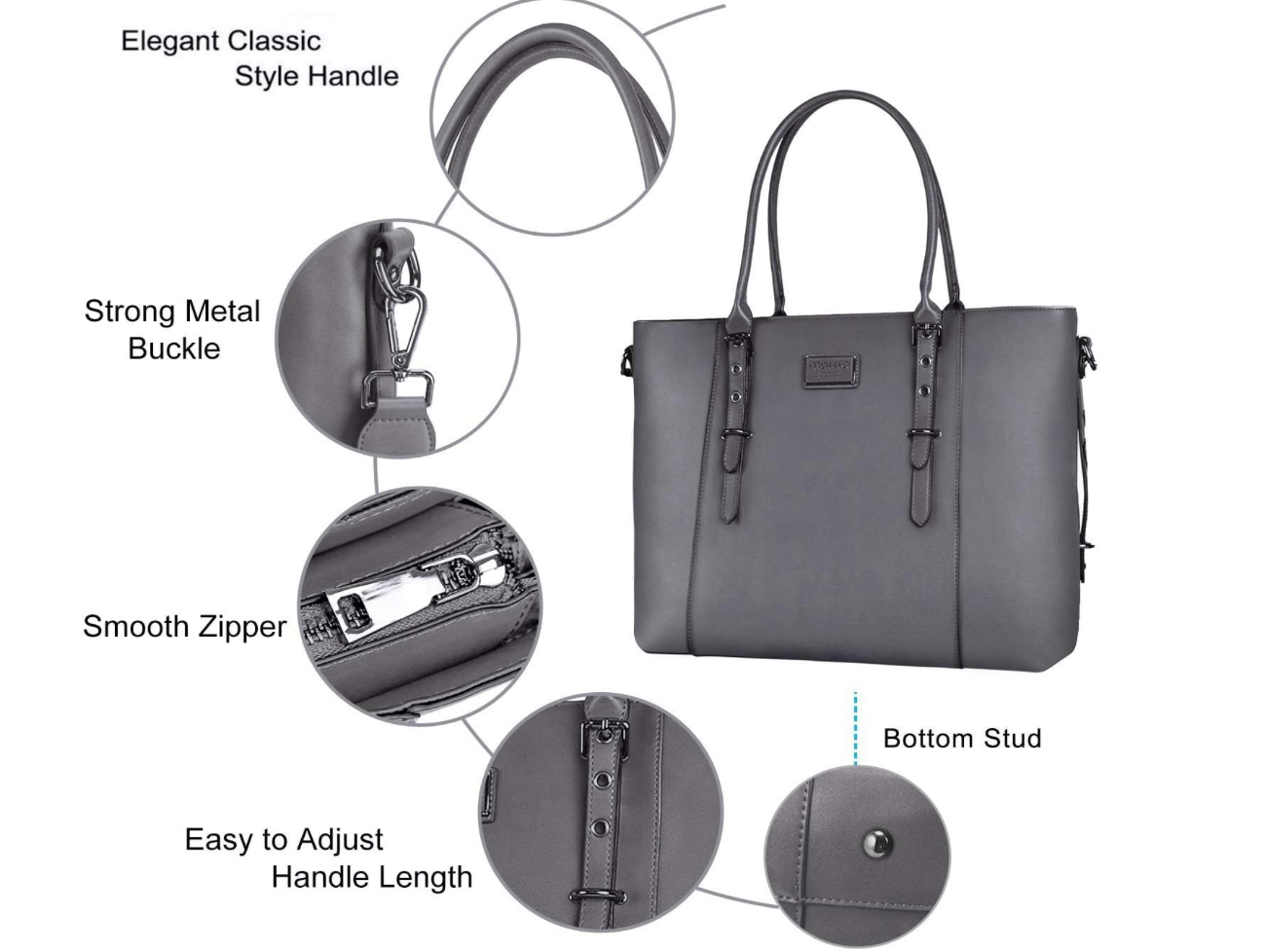 MOSISO Grey Laptop Tote Bag 17" Work Shoulder Bag