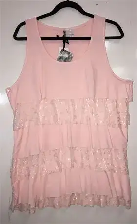 D'gre Tiered Ruffle Sleeveless Tank - Pink