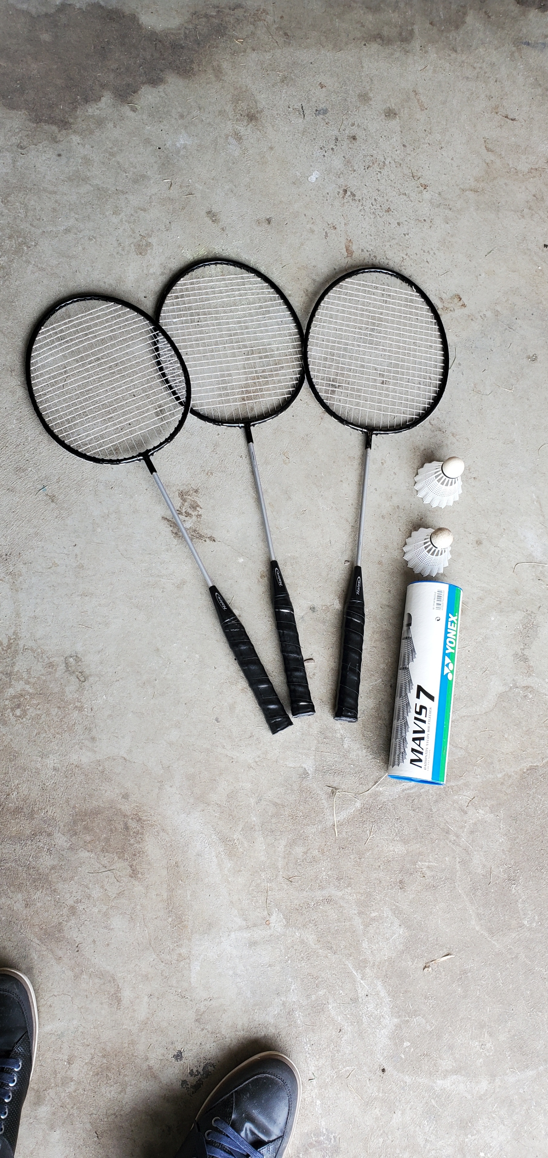 Badminton set and shuttlecocks