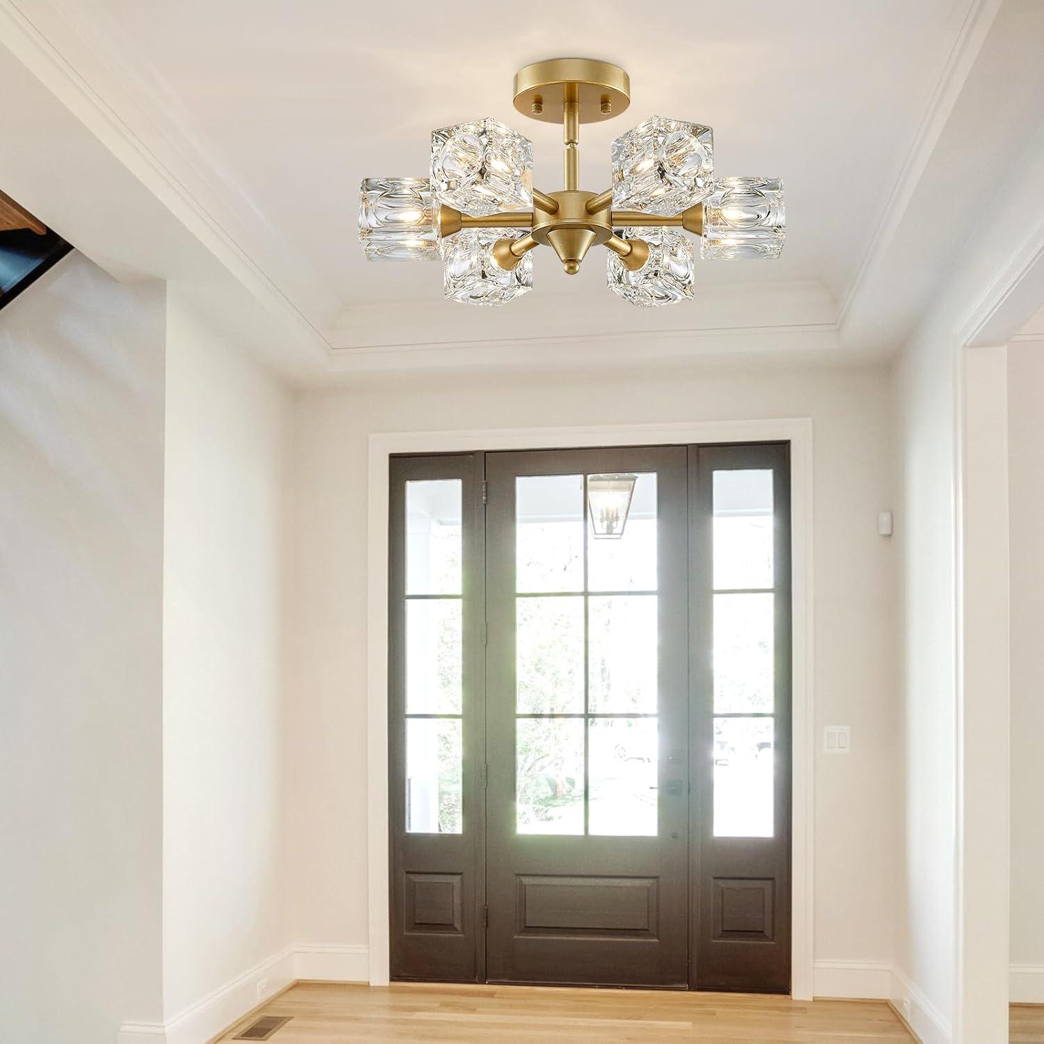 6-Light Crystal Chandelier Flush Mount - photo 2