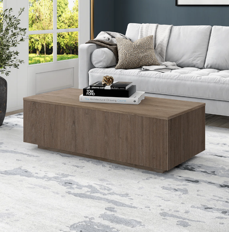 Modern Coffee Table - Rustic Oak Finish - Open box