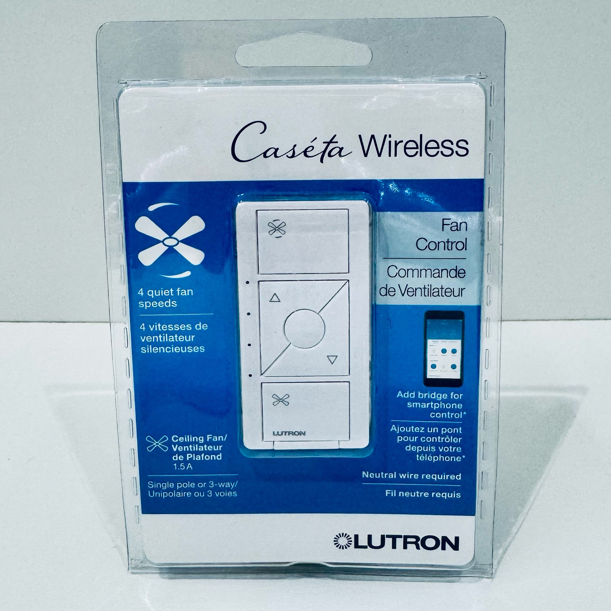 Lutron Caseta in-wall fan speed control, PD-FSQN-WH-RC
