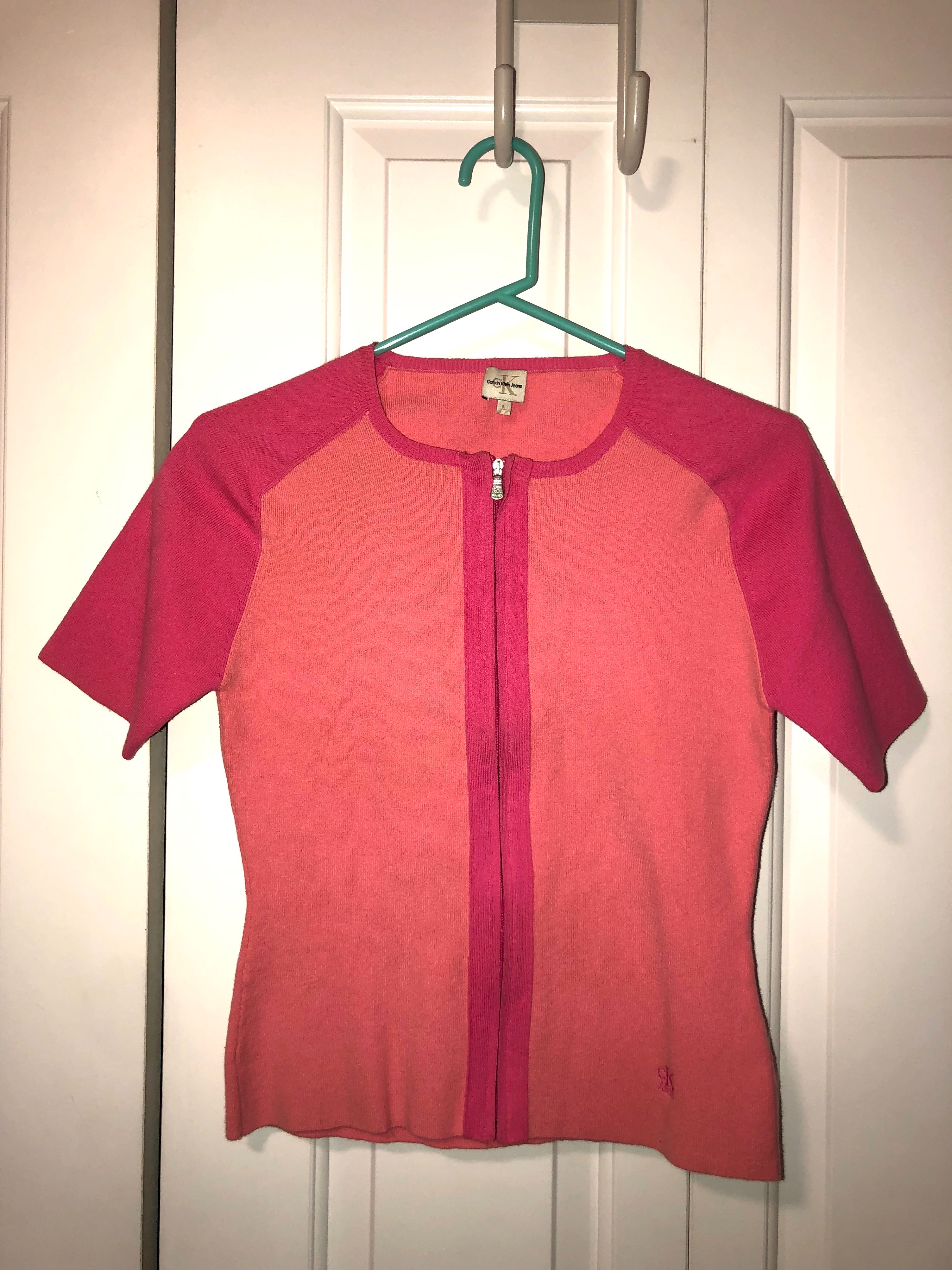 Vintage Pink Calvin Klein Short Sleeve Sweater Top