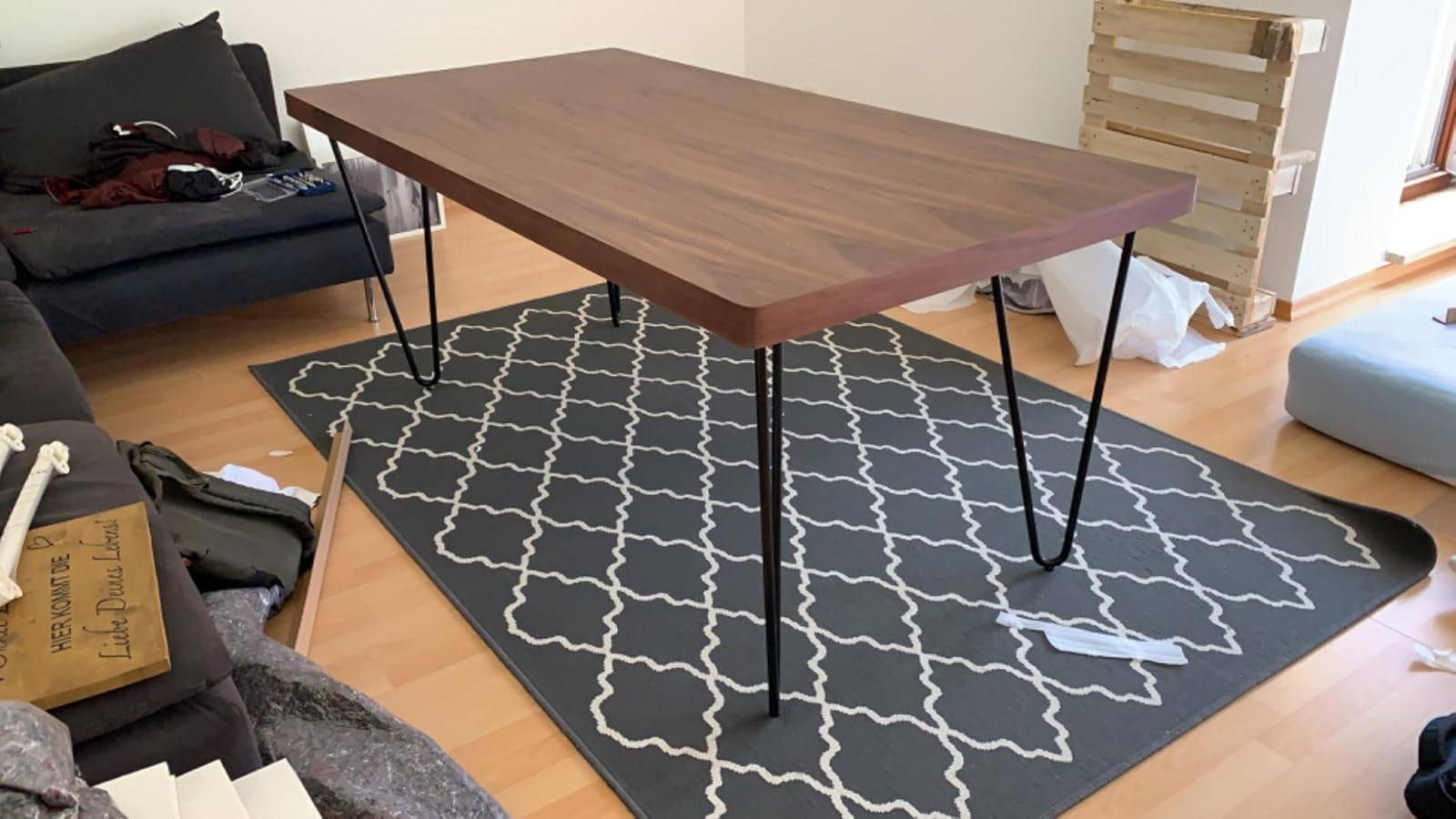 Wood Dining Table with Black Hairpin Legs (New in box) - photo 3