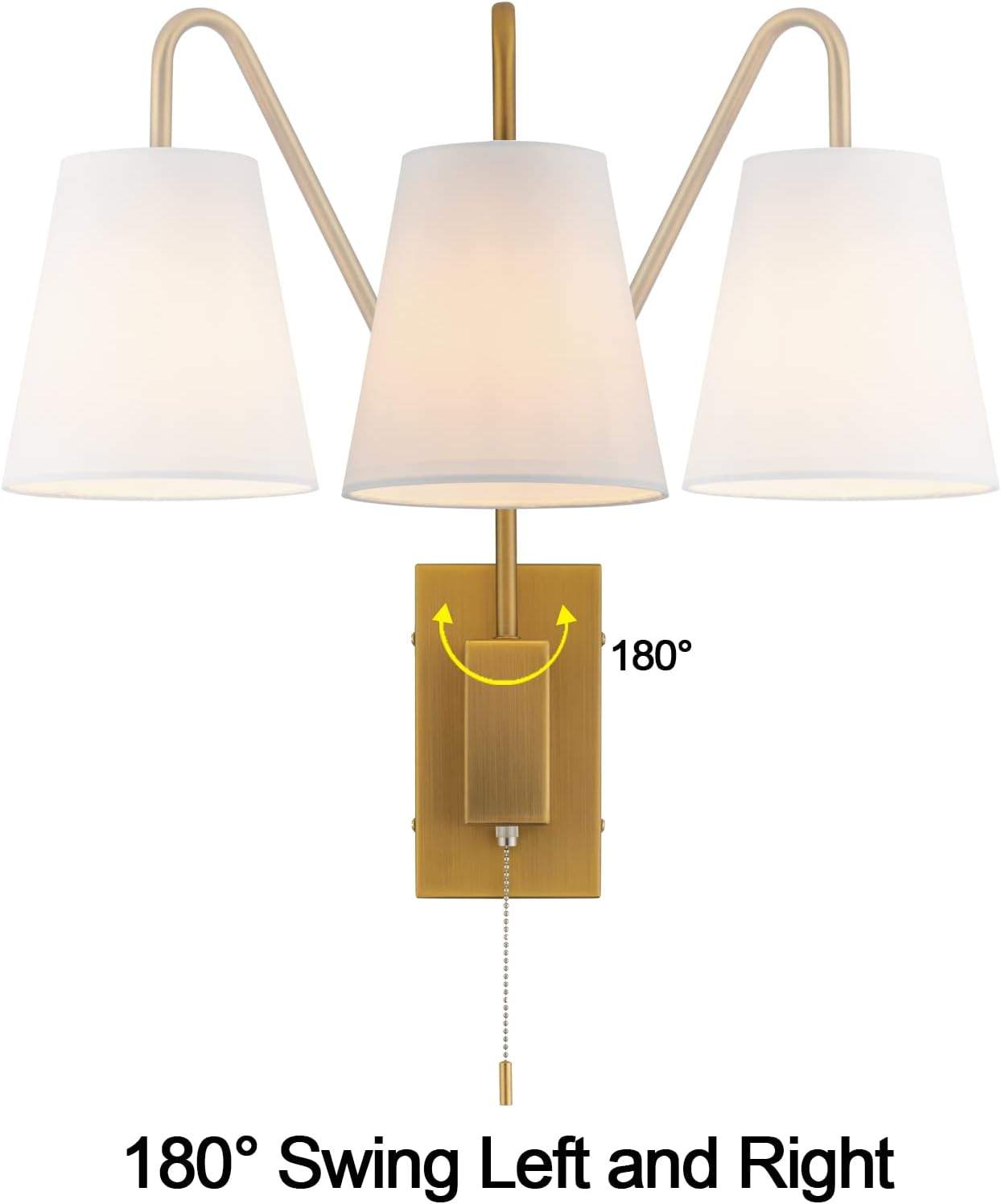 Set of 2 Gold Wall Sconces with White Shades - photo 4