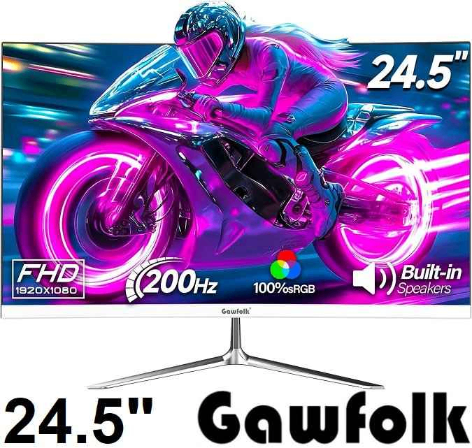 Gawfolk 24.5” 200Hz Gaming Monitor White, Open Box - New, Tested
