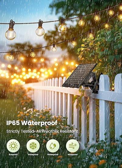 Brightown 58ft 25+1 LED G40 String Lights with Solar Panel - photo 3