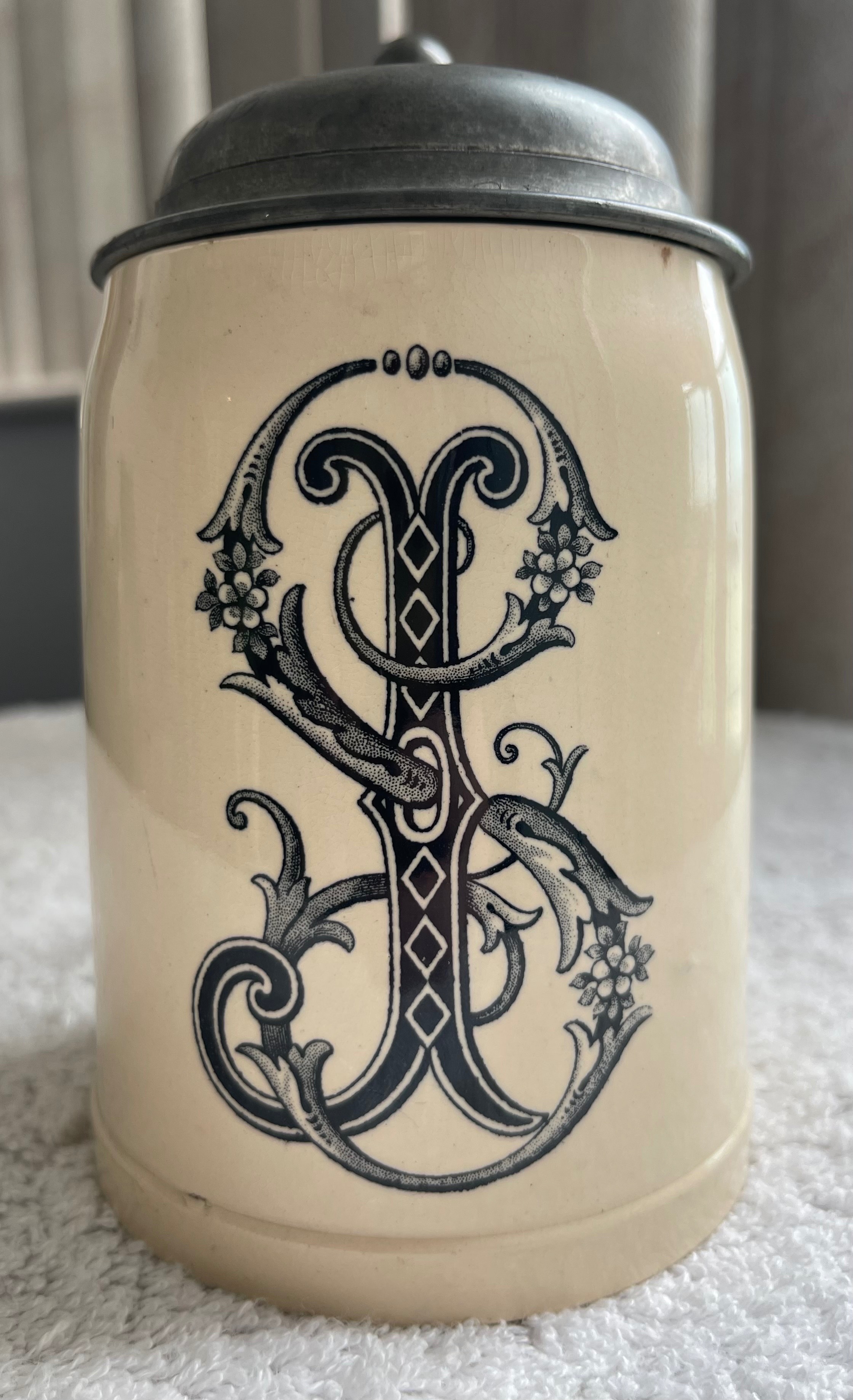 1930 Mettlach Beer Stein — Signed Lid (Top & Bottom)