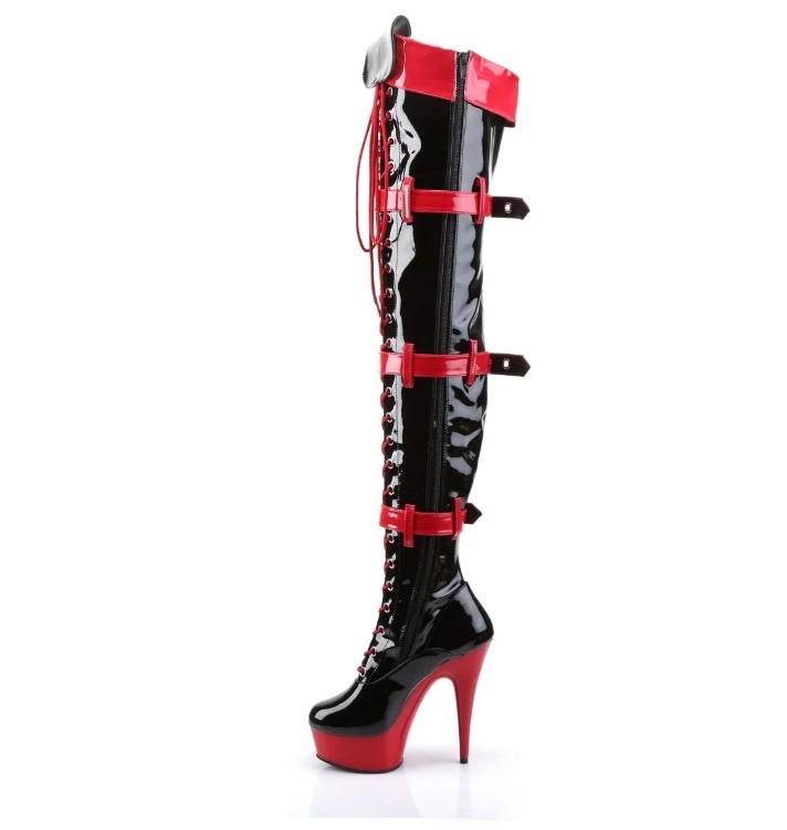 Funtasma Medic-3028 Black & Red Thigh-High Boots Size 11 - photo 2