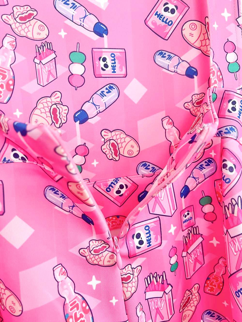 Pink Japanese Dango Sweets Shorts Overalls Romper for Women - photo 5