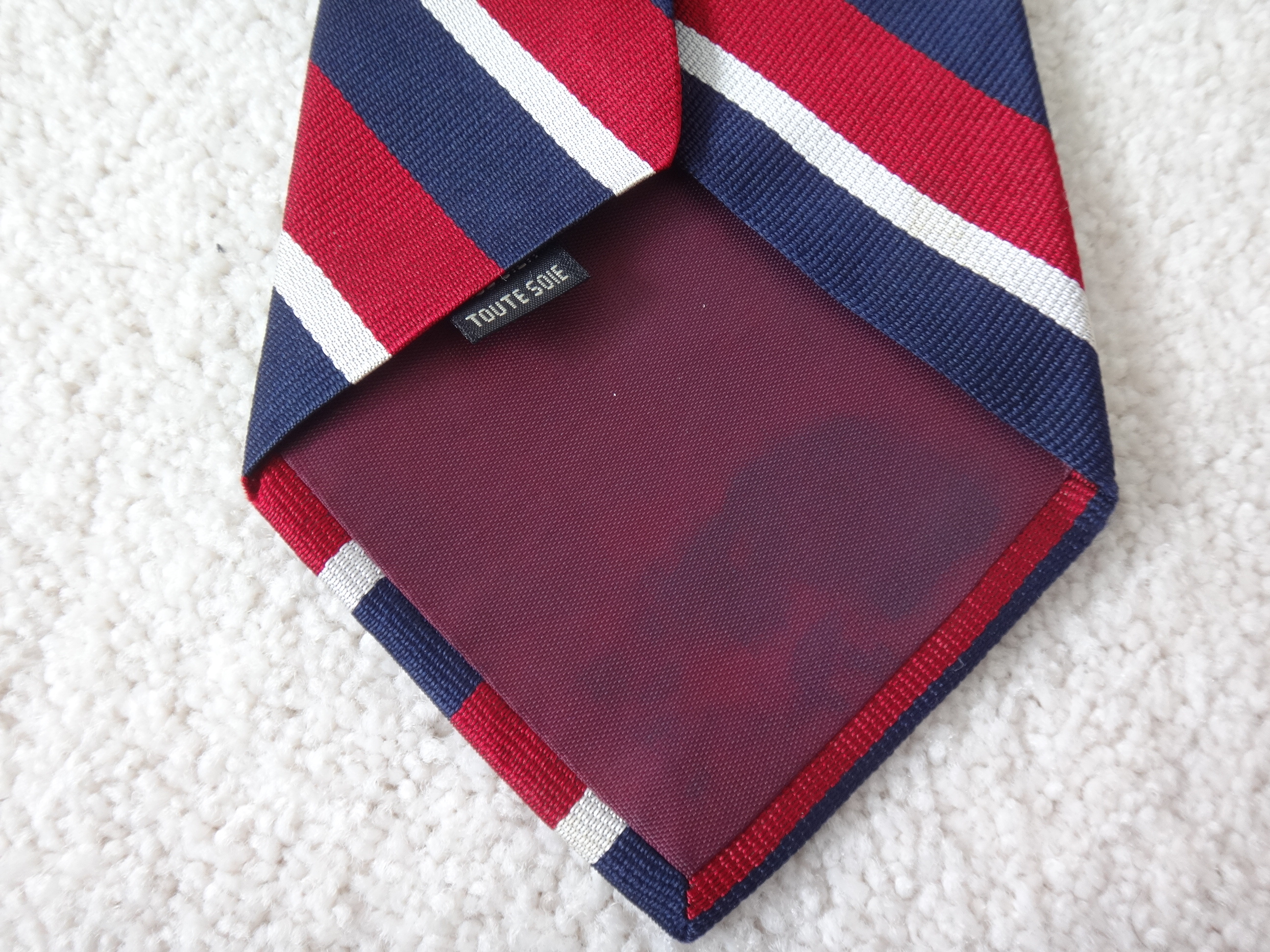 ✅♻️GANT Navy Blue Crimson Silver 100% Silk Striped Tie - photo 3