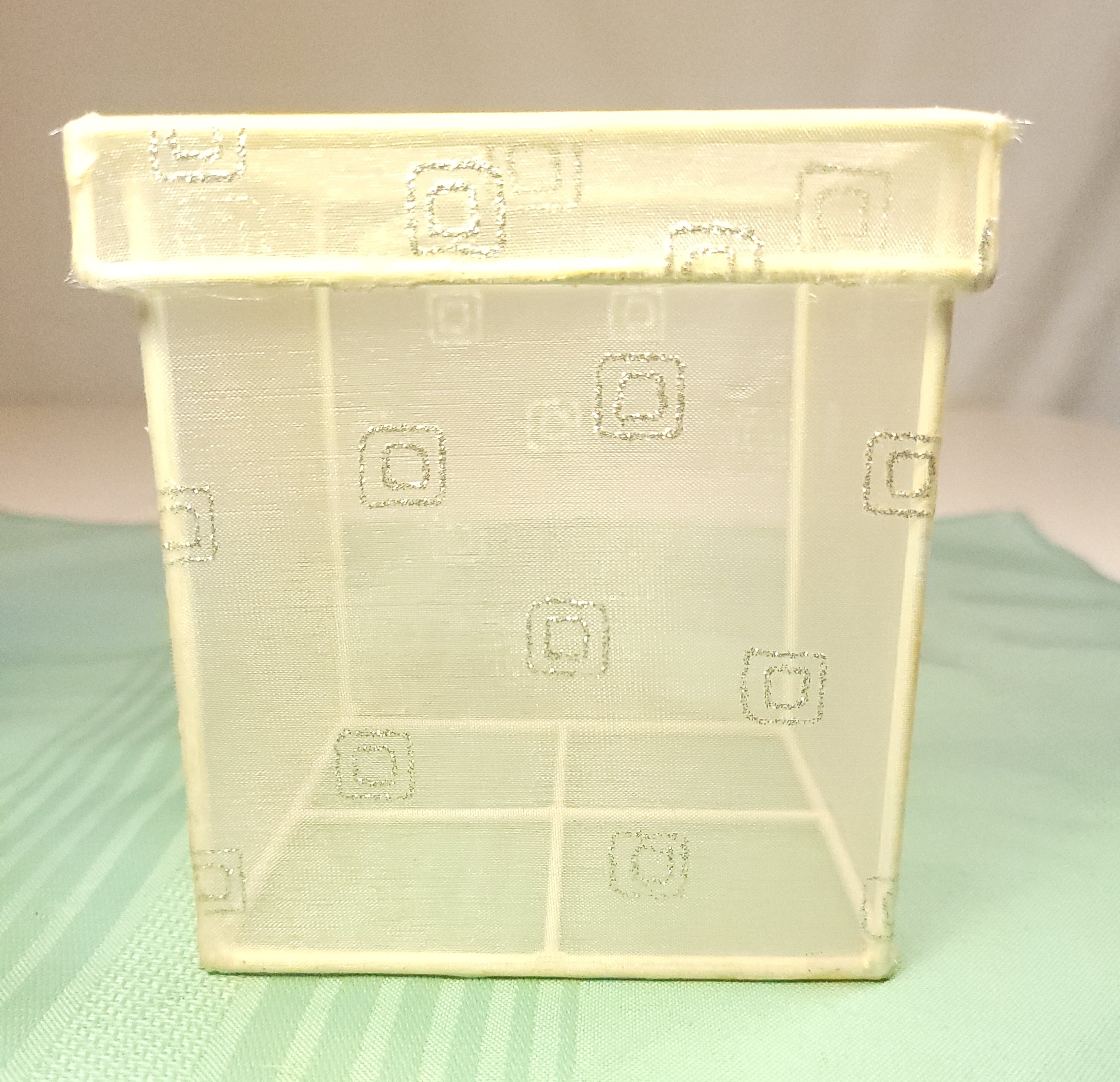 Sheer White Square Trinket Box Silver Glitter Squares Minimalist - photo 2