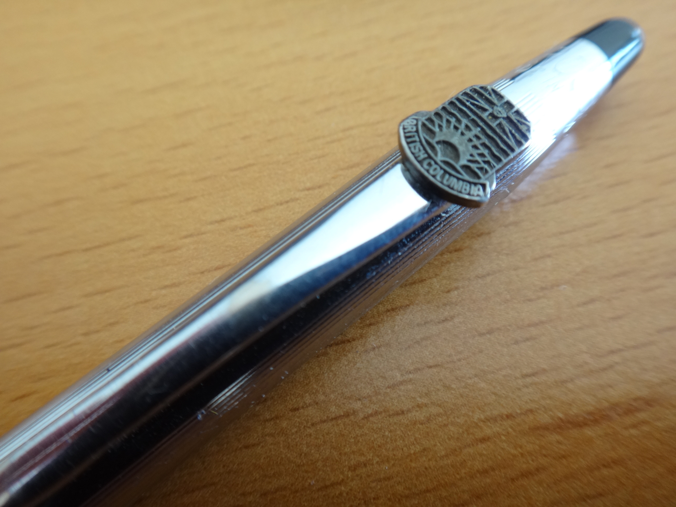 ✅♻️BC British Columbia Shield Logo Cross Chrome Ballpoint Pen