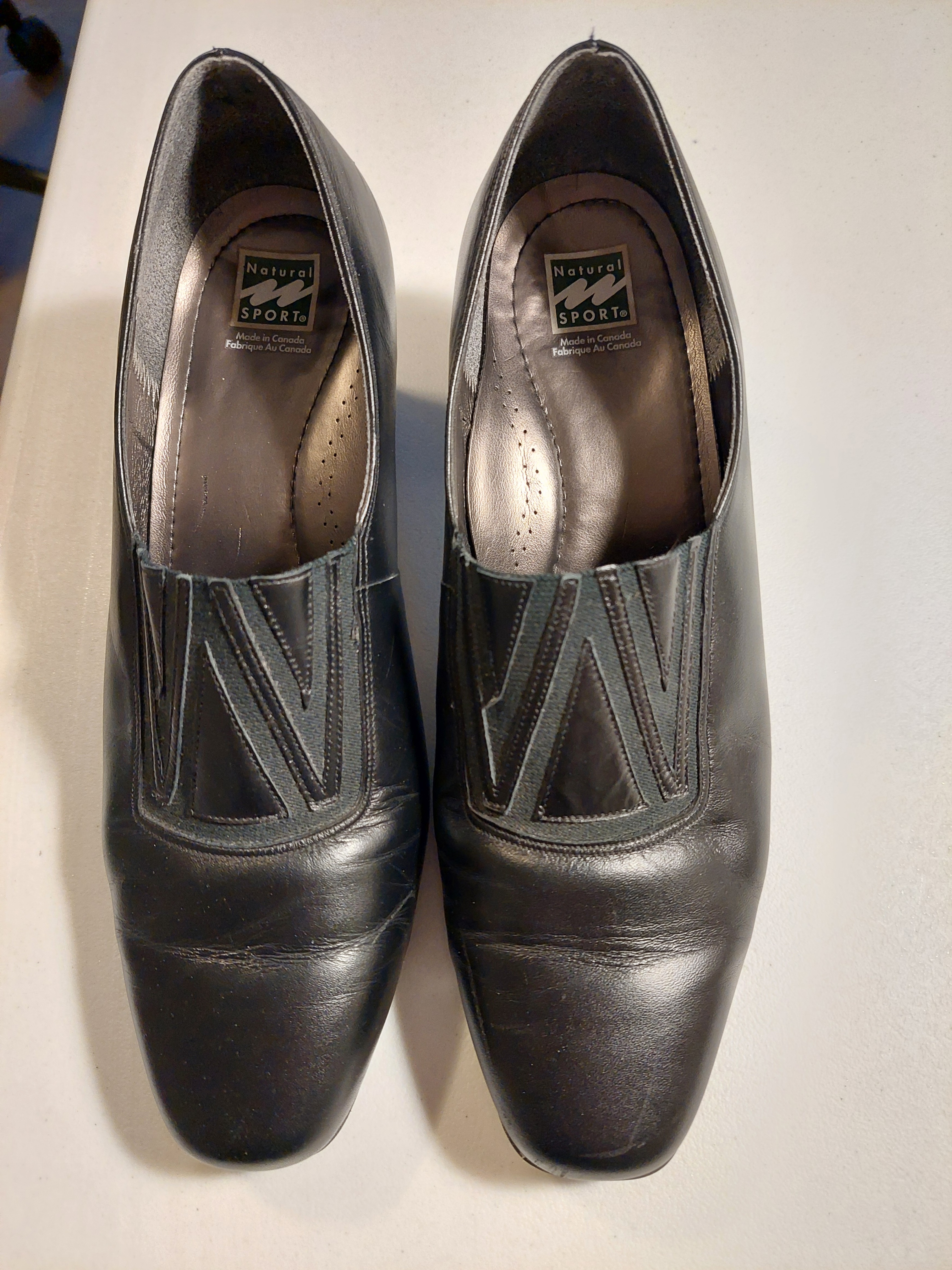 Natural Sport Black Leather Heels