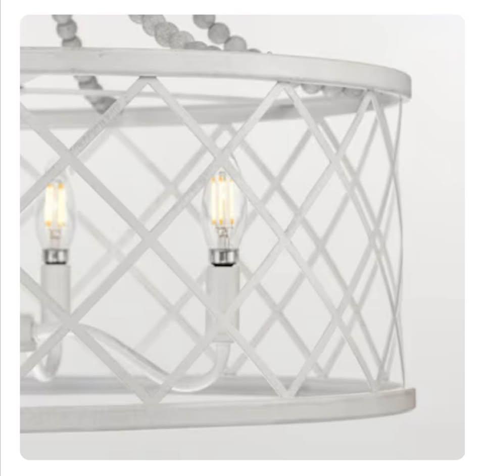 Bisset 4 Light White Coastal Chandelier Pendant Light - photo 3