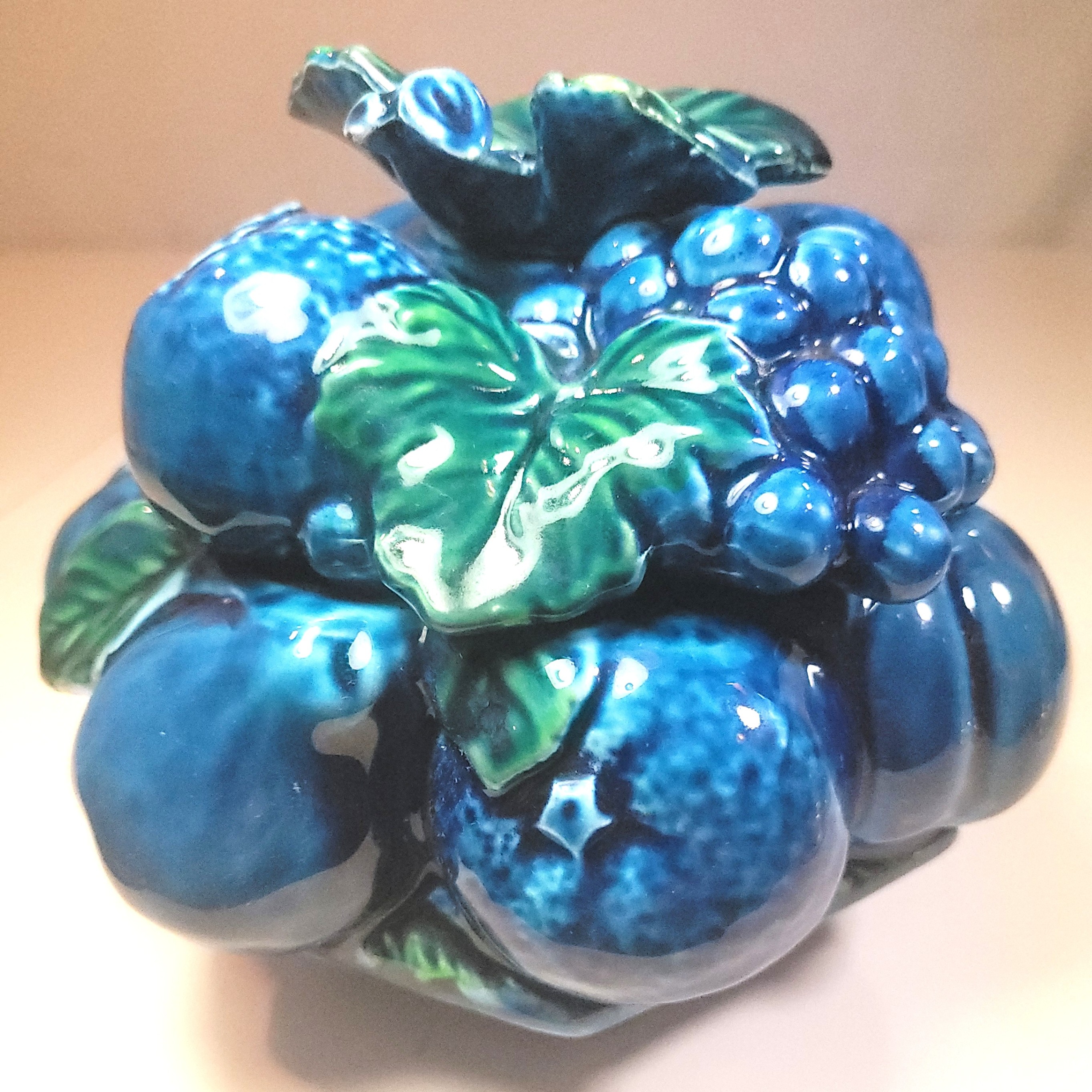 Vintage 1960s Inarco Mood Indigo Fruit Lidded Jar – Blue Ceramic - photo 3