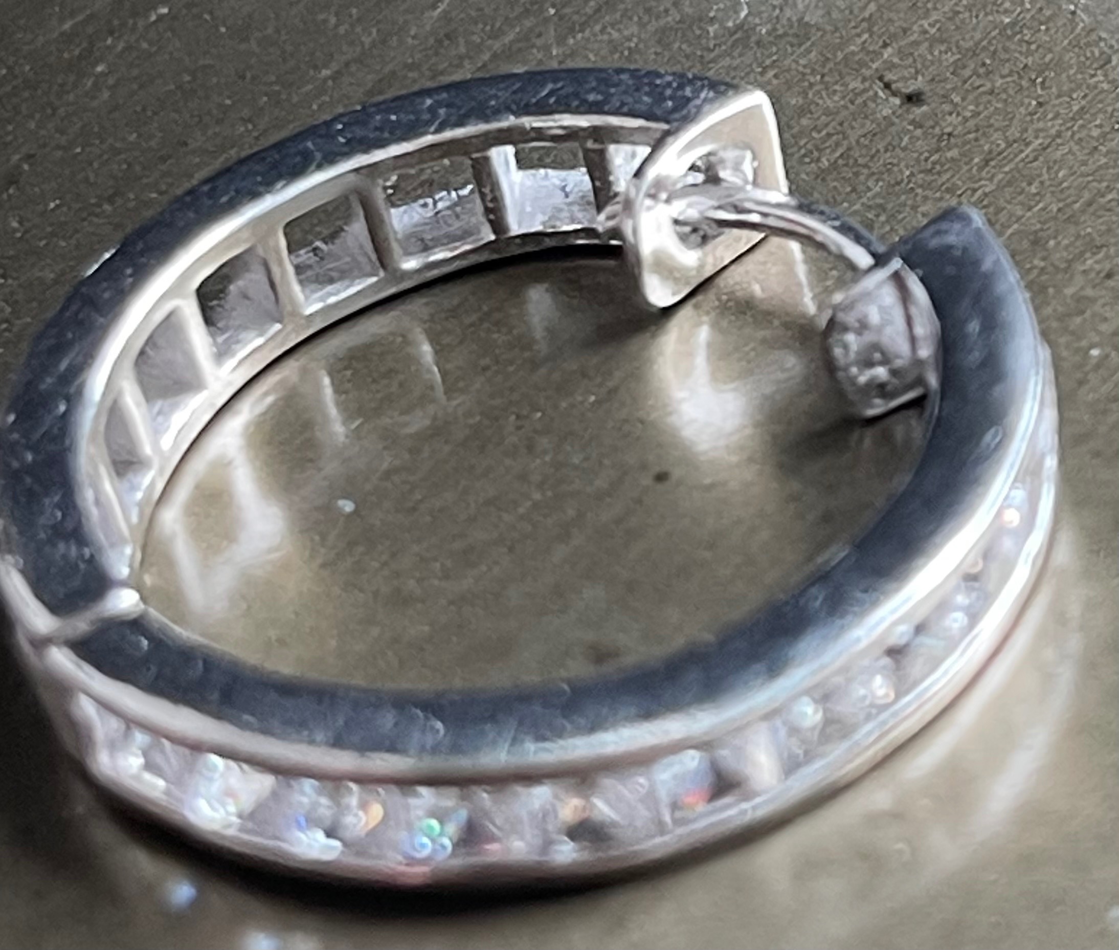 Vintage CZ Sterling Silver Channel-Set Huggie Hoop Earrings - photo 3