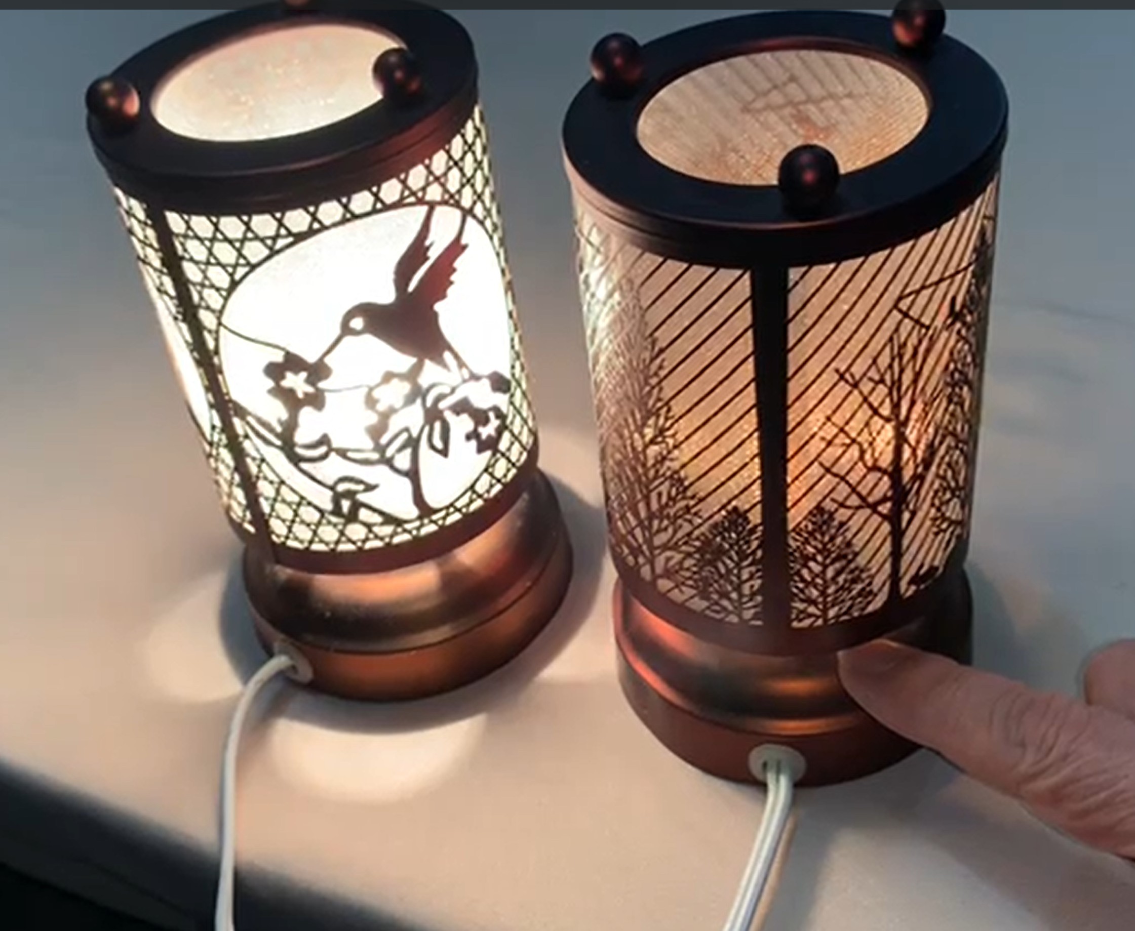 Pair of Bronze Wax Warmers Hummingbird Forest - photo 3