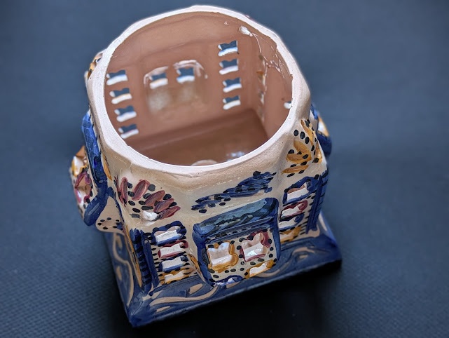 Tunisian Handcrafted pottery clay lamp stand/shade - photo 4